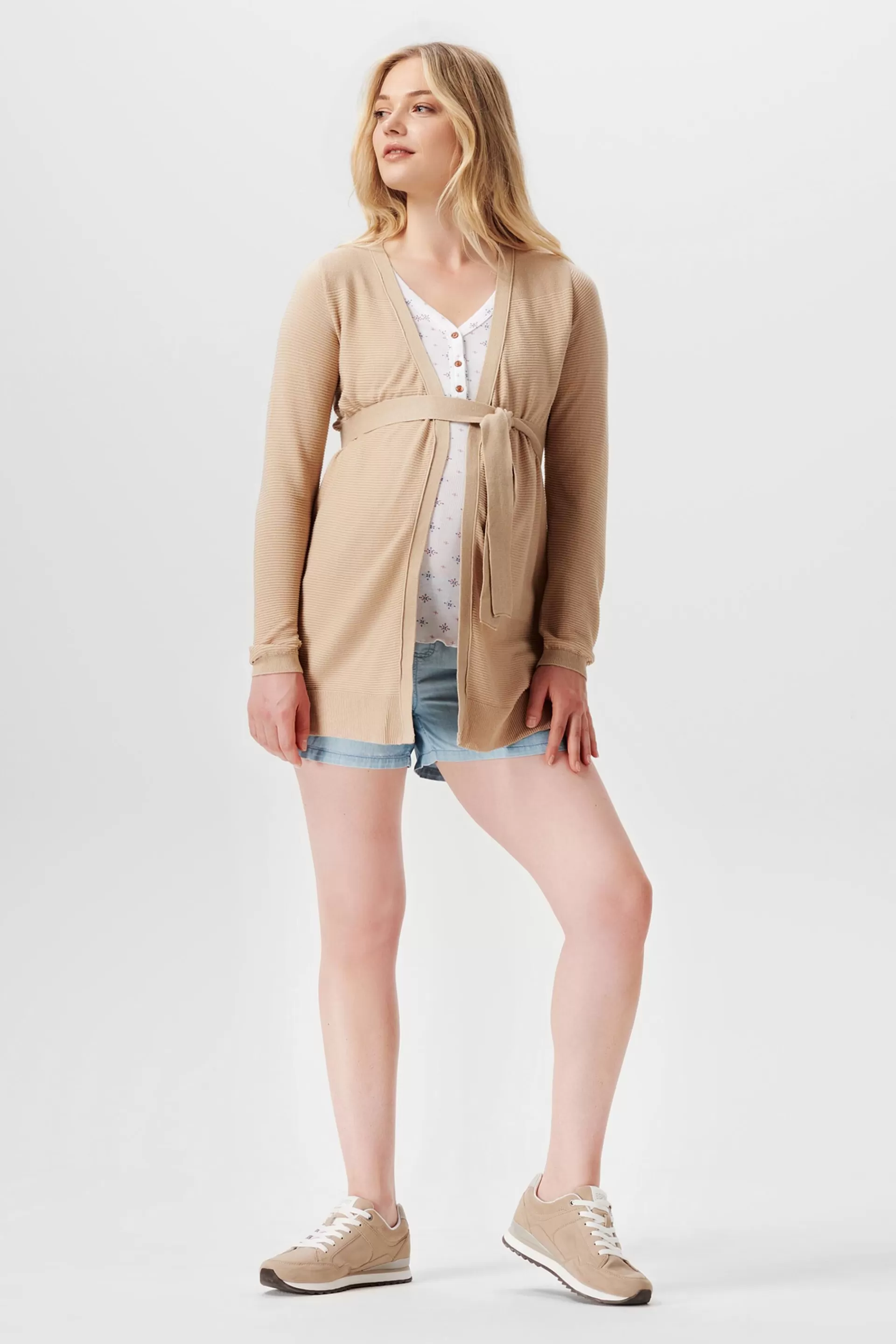Cardigan aus Strukturstrick mit Bindegürtel-ESPRIT Shop