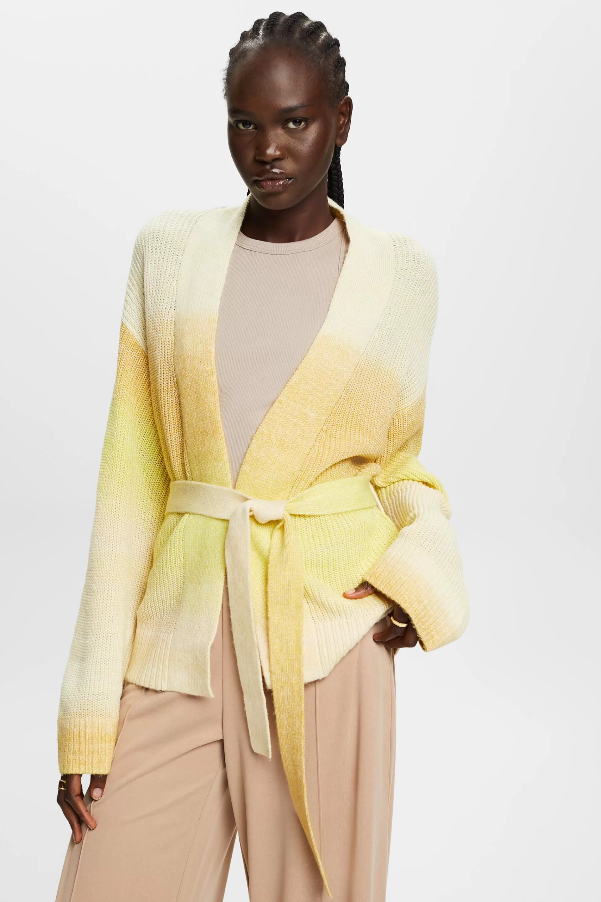 Cardigan mit Gürtel, Baumwollmix-ESPRIT Store