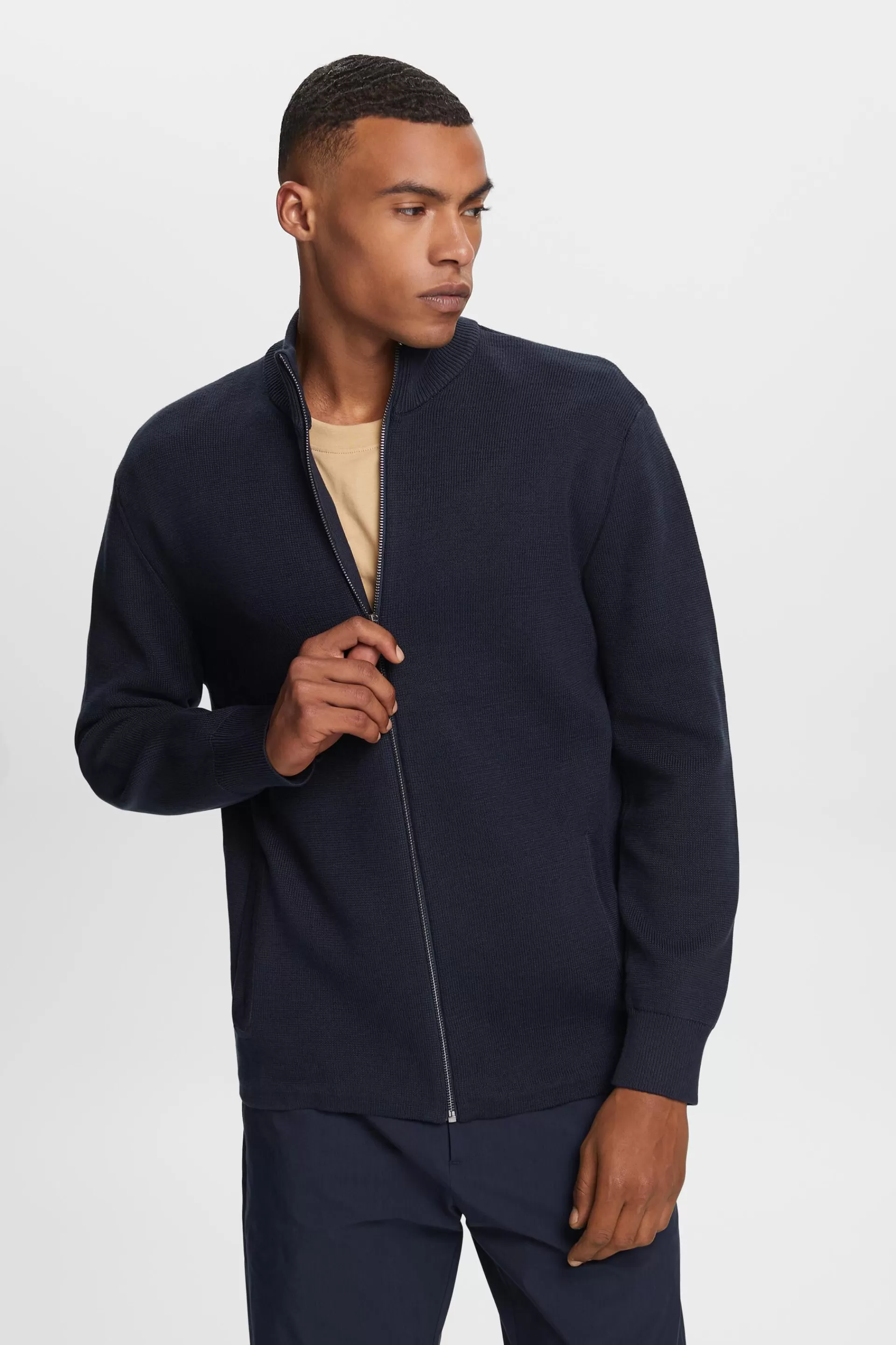 Cardigan mit Reißverschluss, 100 % Baumwolle-ESPRIT Sale