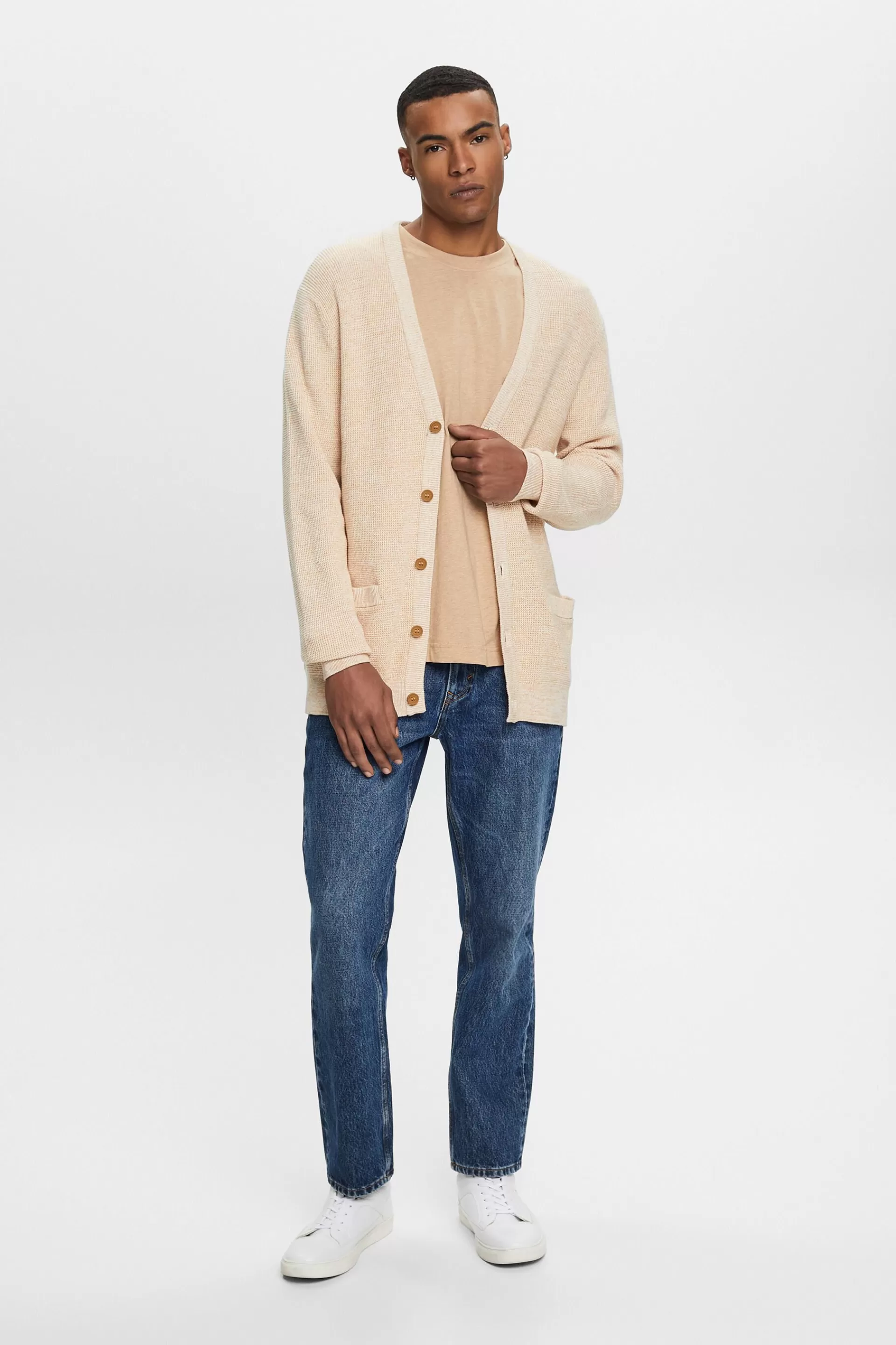Cardigan mit V-Ausschnitt, 100 % Baumwolle-ESPRIT Hot
