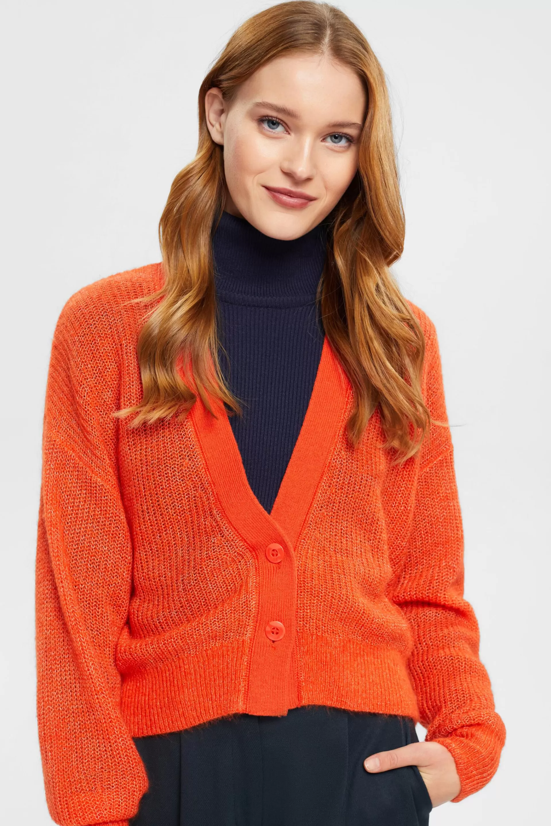 Cardigan mit V-Ausschnitt aus Mohair-ESPRIT Cheap