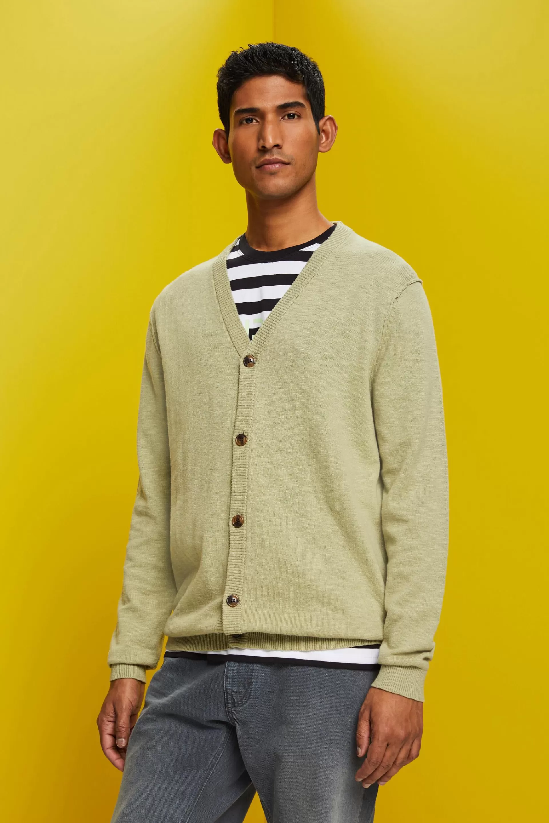 Cardigan mit V-Ausschnitt, Baumwoll-Leinenmix-ESPRIT Discount