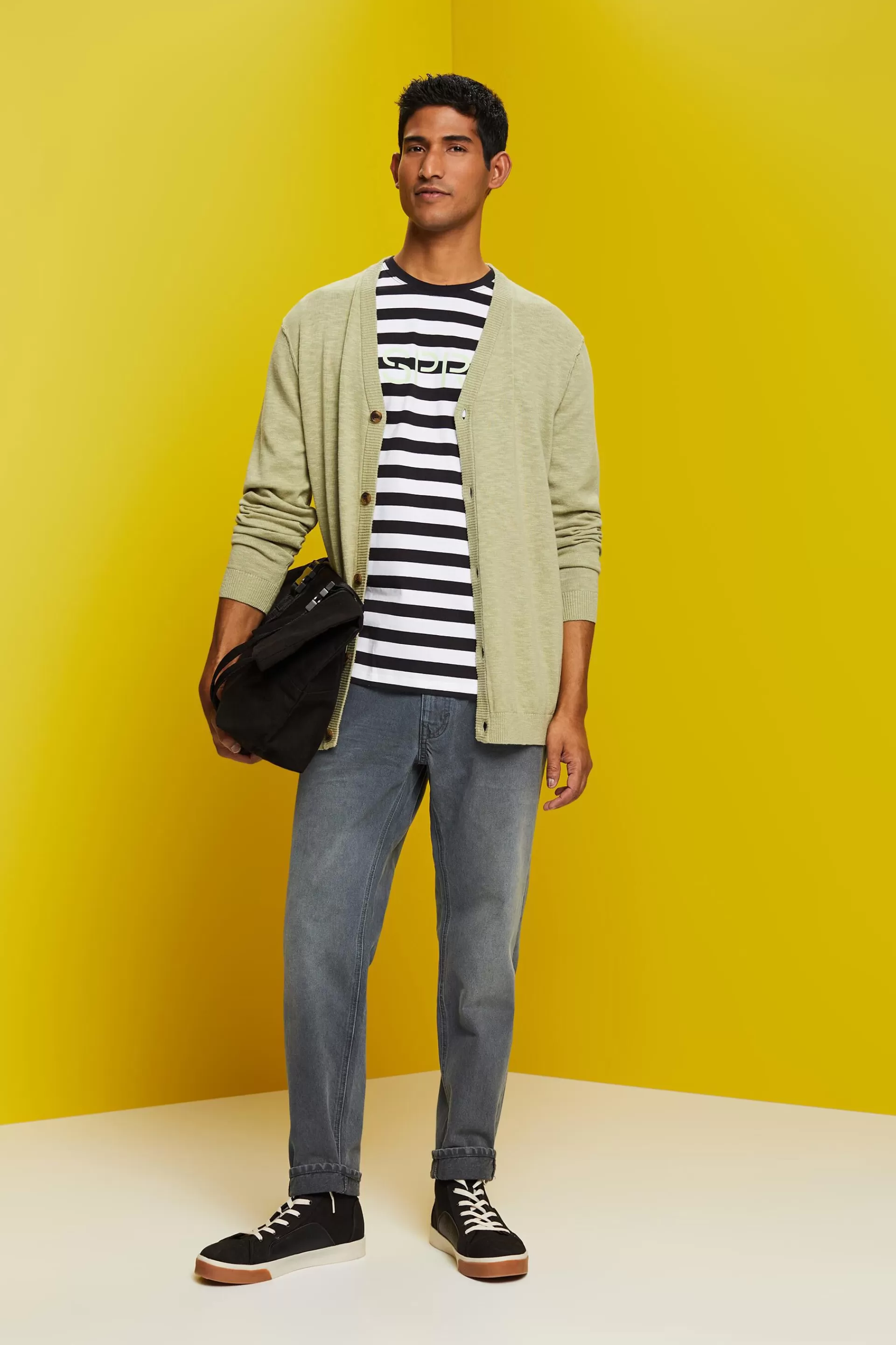 Cardigan mit V-Ausschnitt, Baumwoll-Leinenmix-ESPRIT Discount