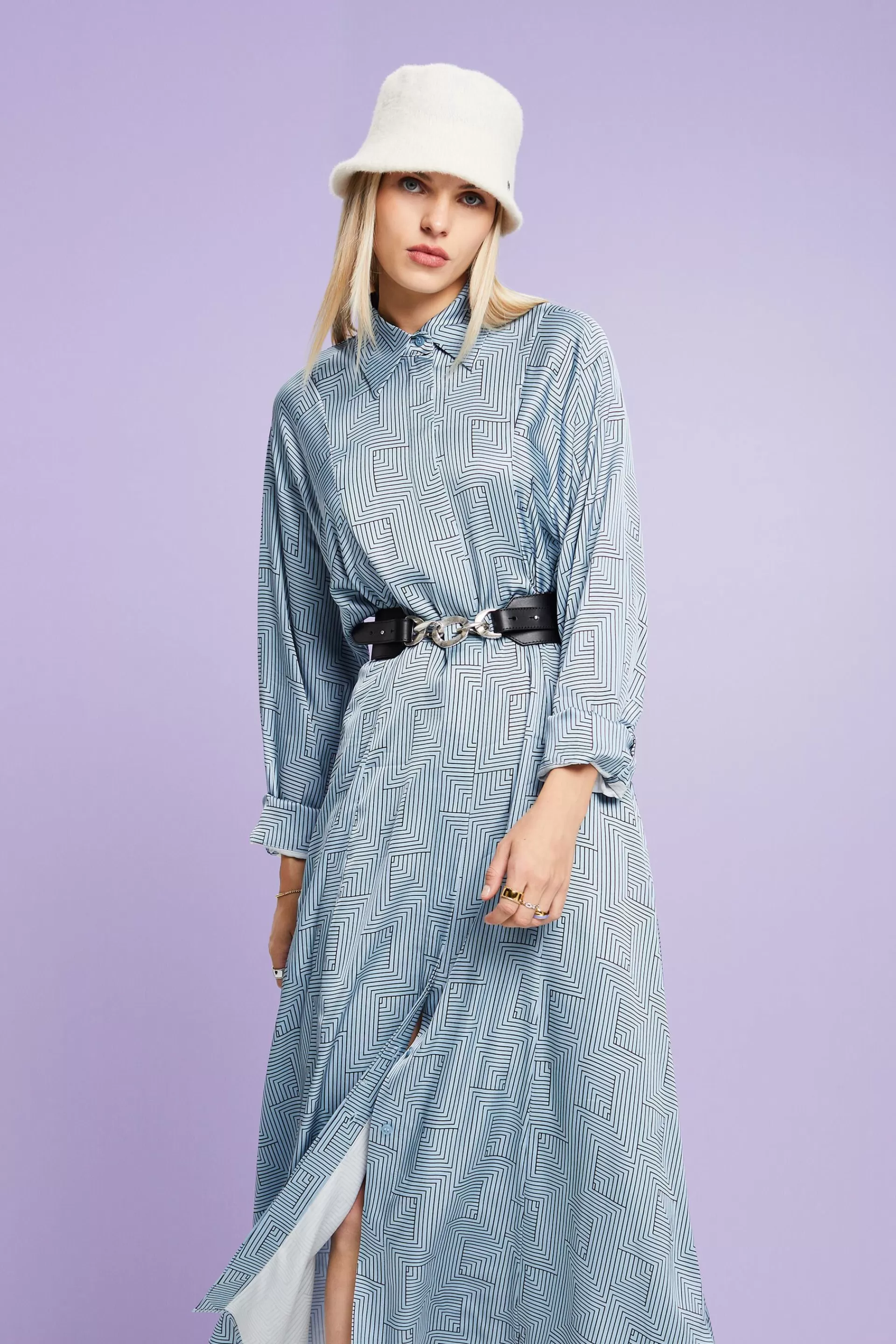 Charmeuse-Midikleid mit Gürtel-ESPRIT Shop