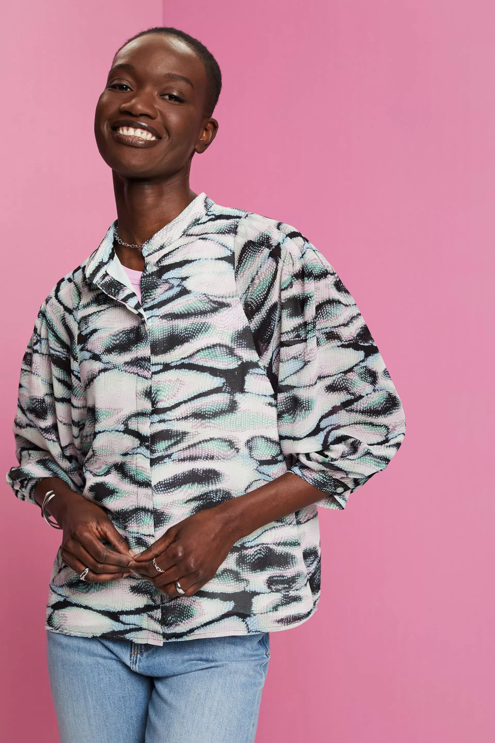 Chiffonbluse mit Muster-ESPRIT Store