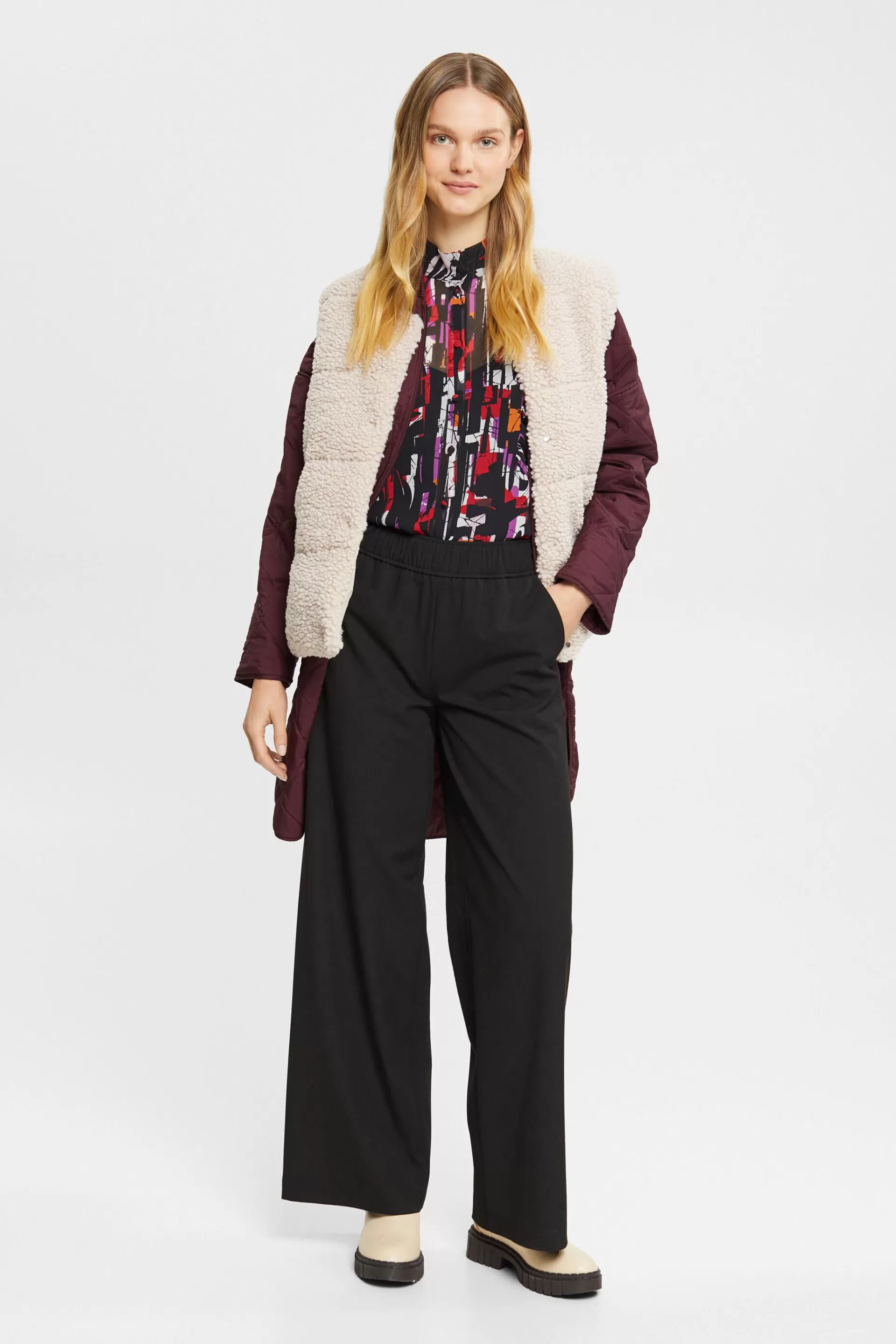Chiffonbluse mit Muster-ESPRIT Clearance