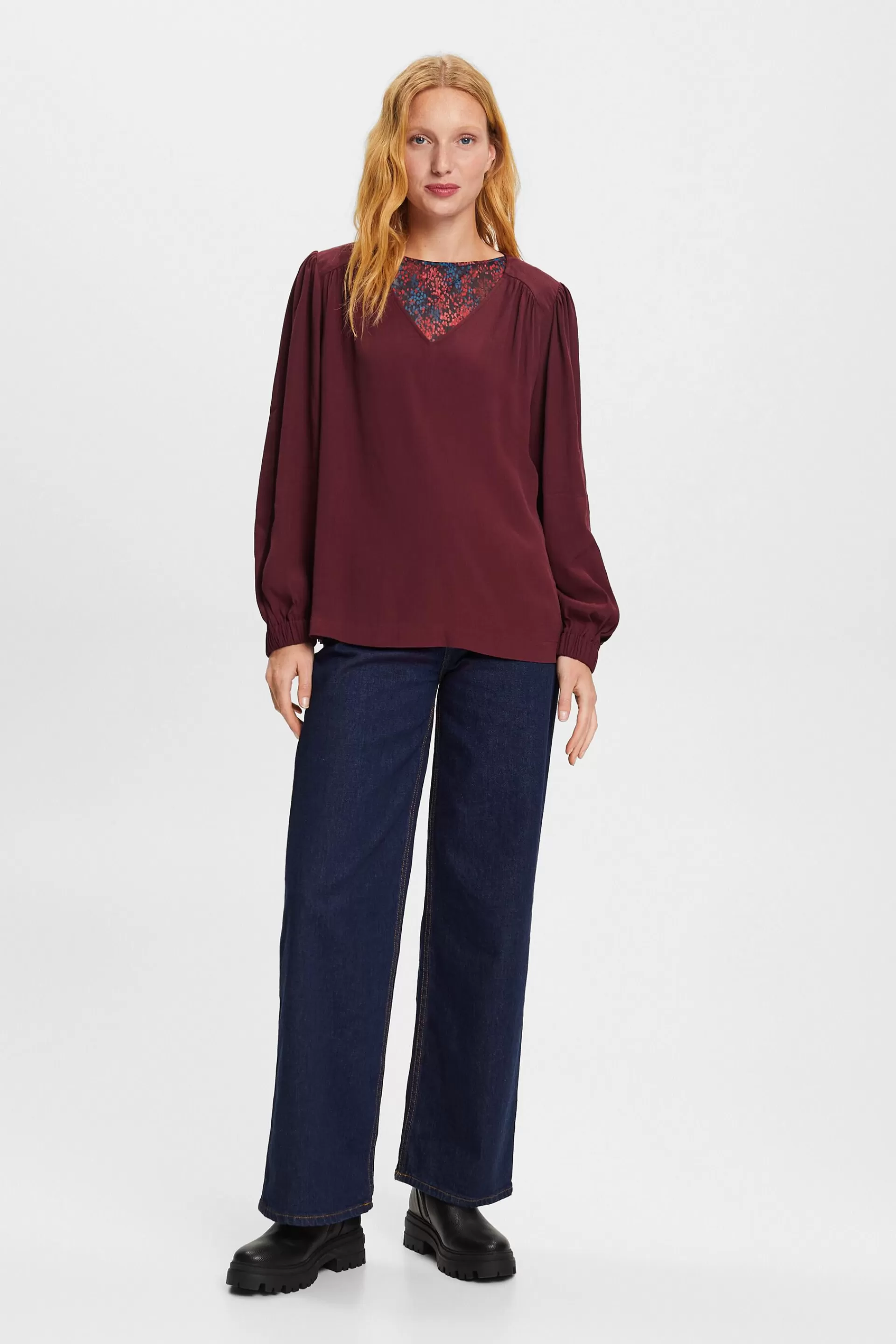 Chiffonbluse mit V-Ausschnitt-ESPRIT Cheap