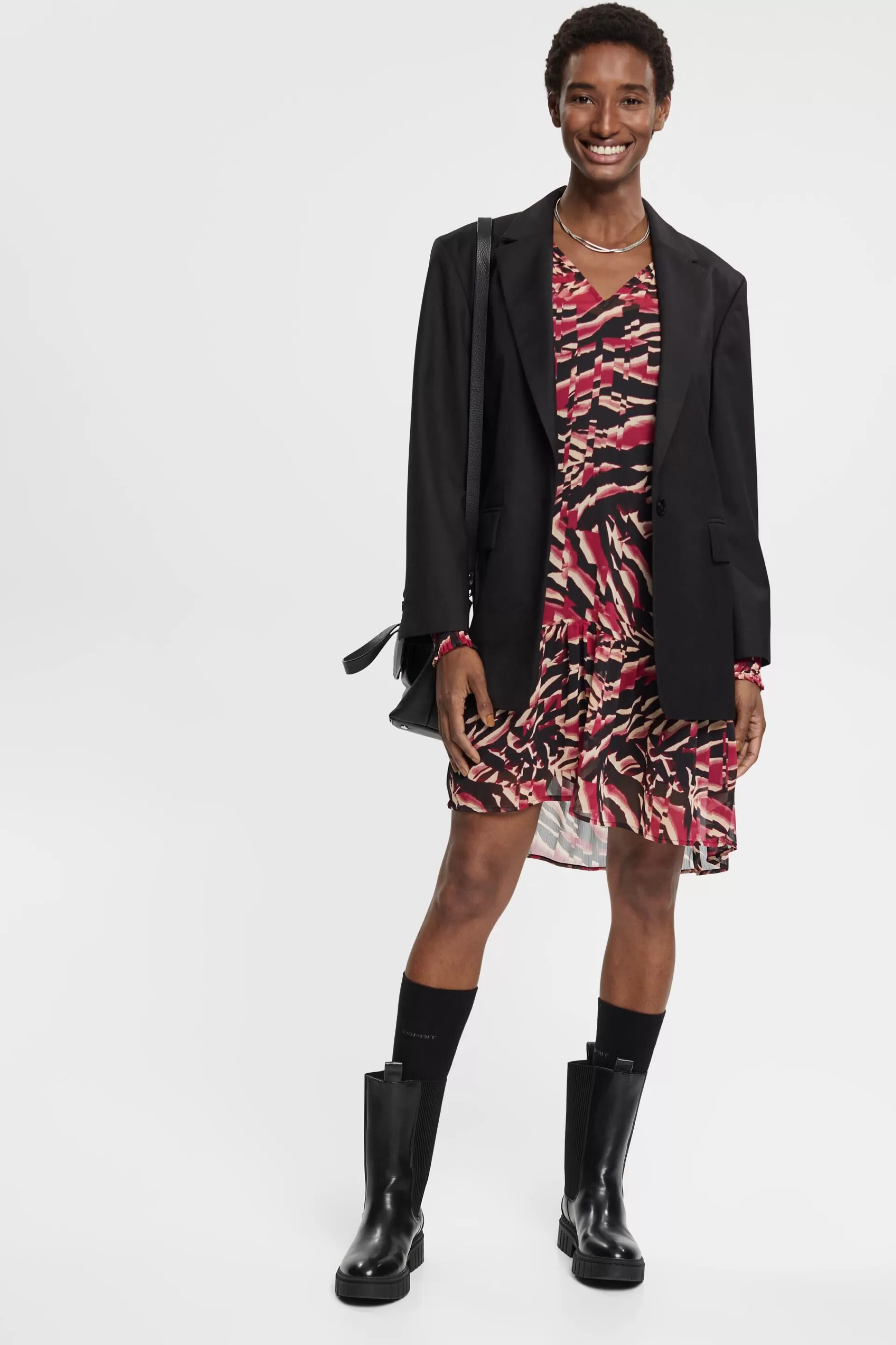 Chiffon-Kleid mit Muster-ESPRIT Best
