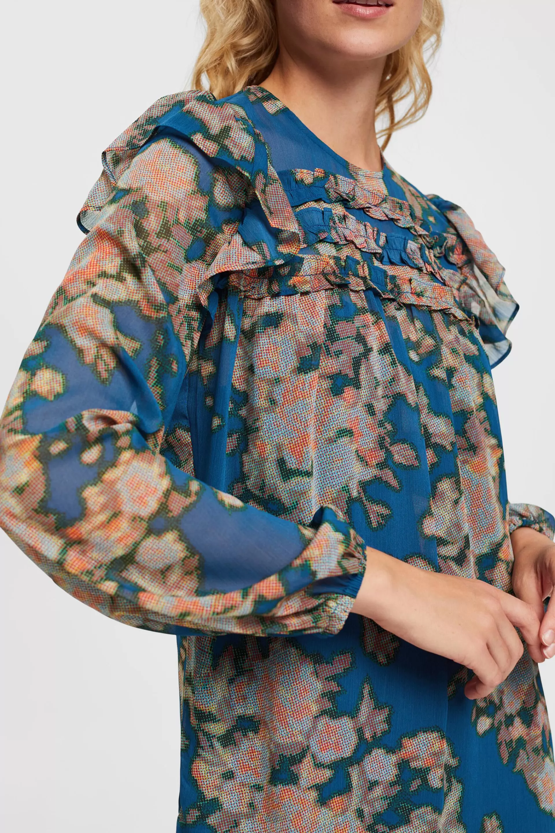 Chiffon-Kleid mit Muster-ESPRIT New