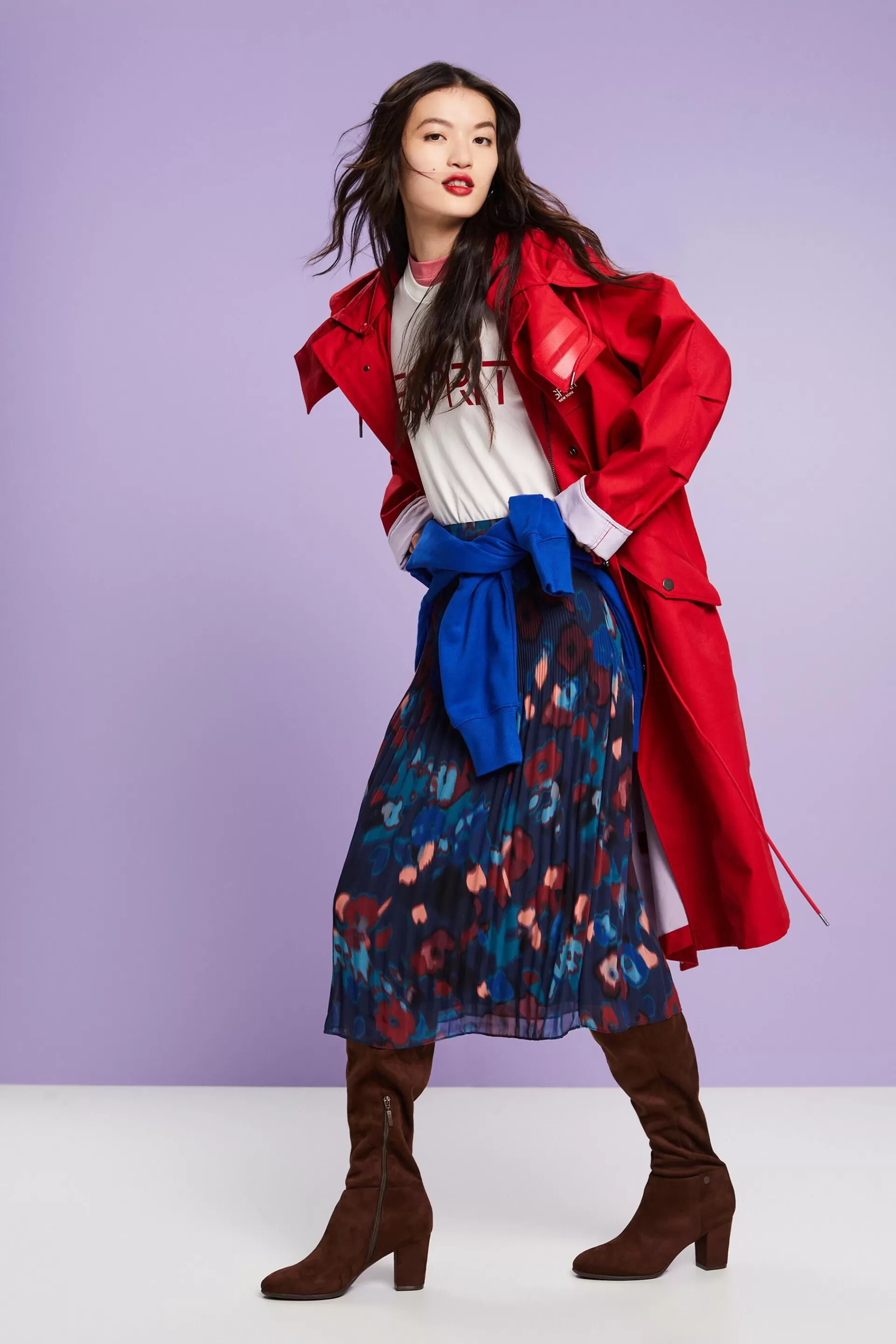 Chiffon-Midirock mit Plisseefalten-ESPRIT Discount