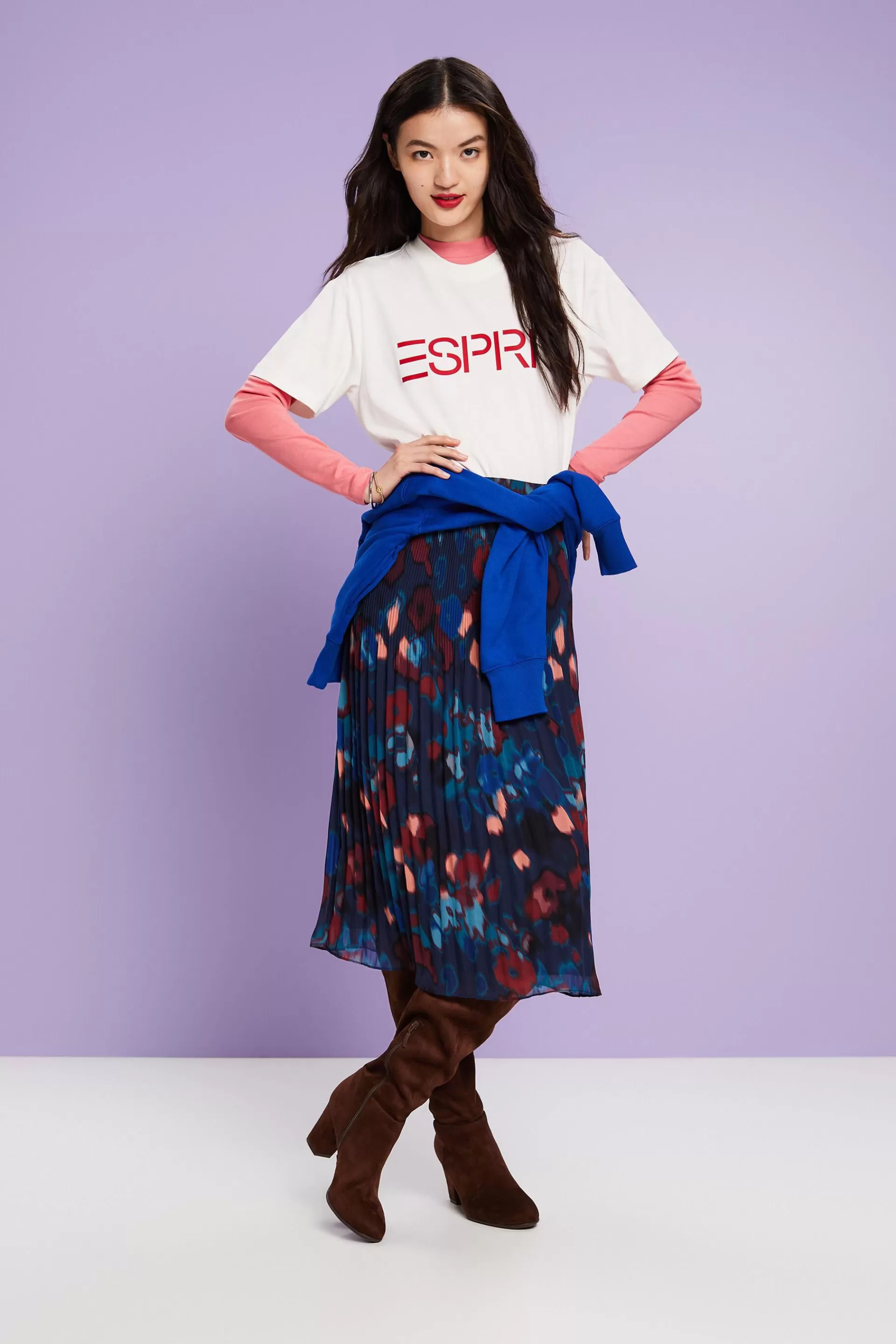 Chiffon-Midirock mit Plisseefalten-ESPRIT Discount