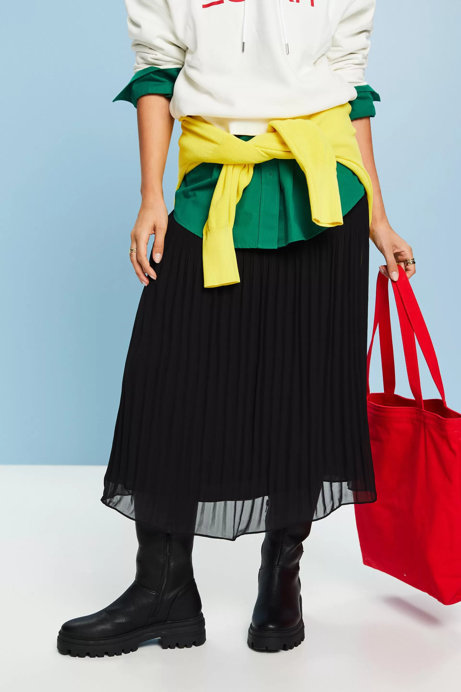Chiffon-Midirock mit Plisseefalten-ESPRIT Best