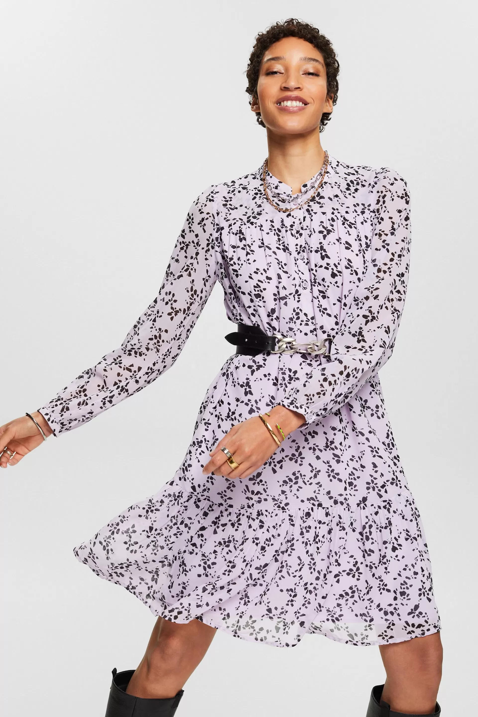 Chiffon-Minikleid mit Print-ESPRIT Cheap