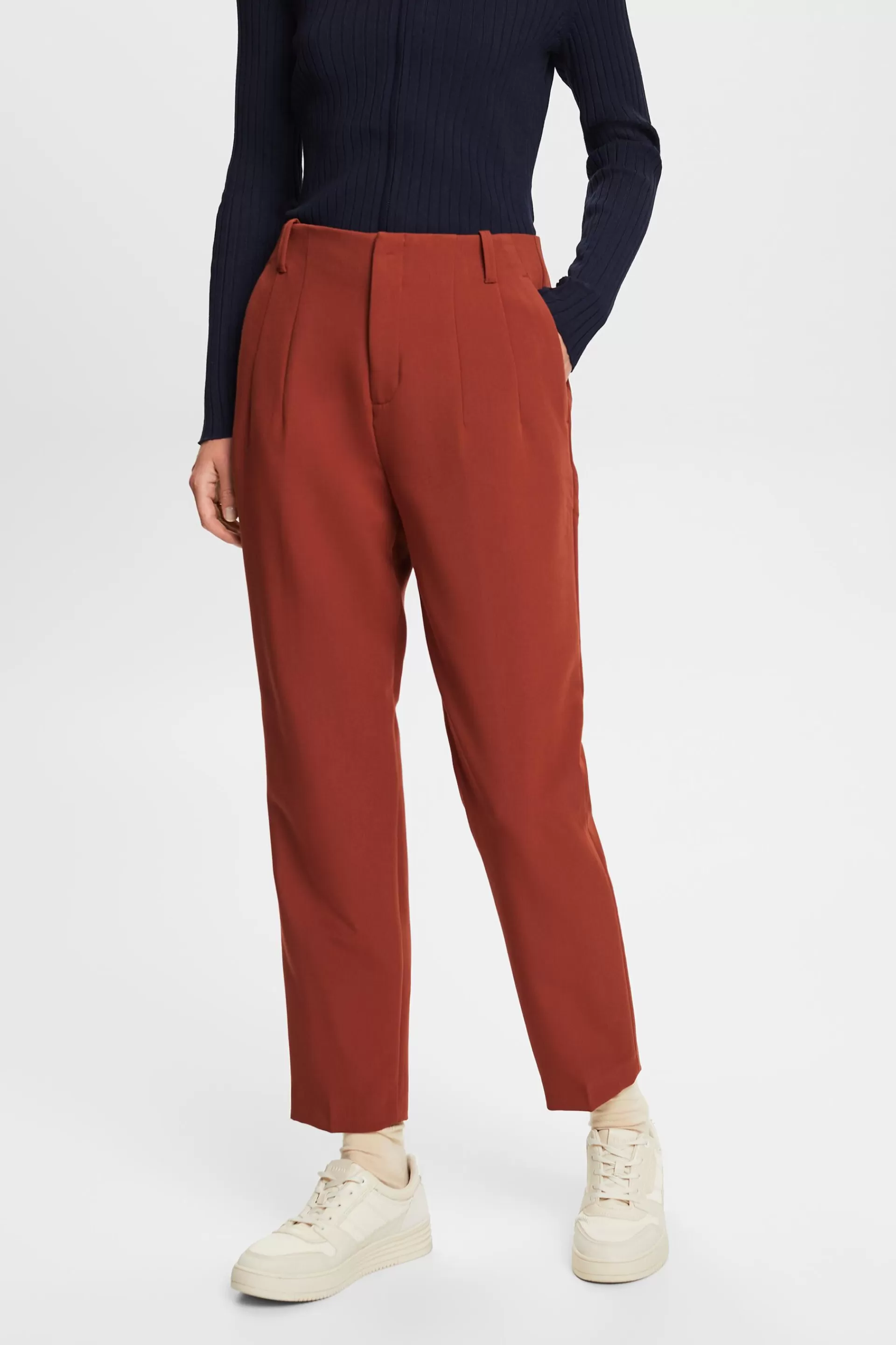 Chino mit hohem Bund und Abnähern-ESPRIT Clearance