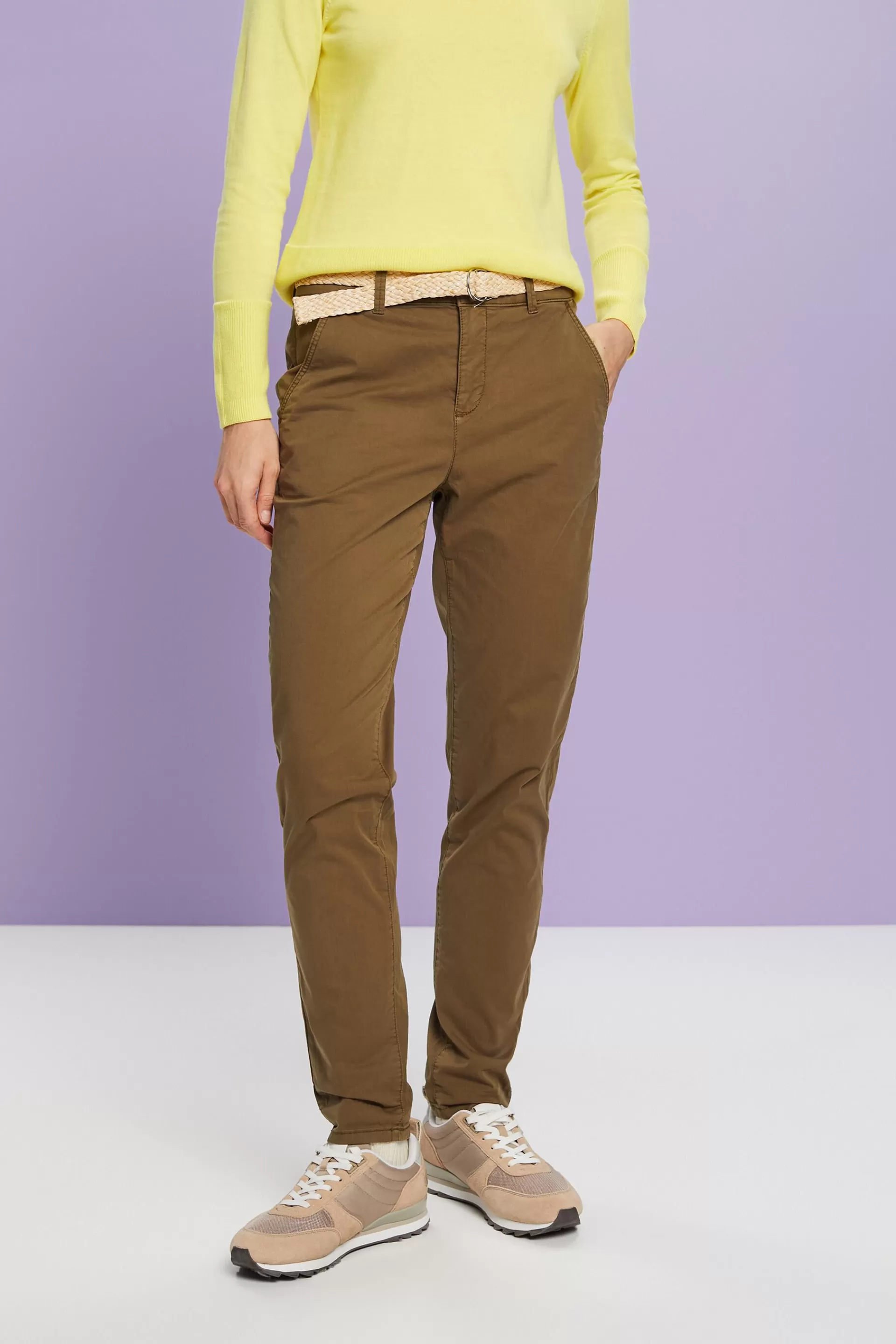 Chinohose mit Gürtel-ESPRIT Discount