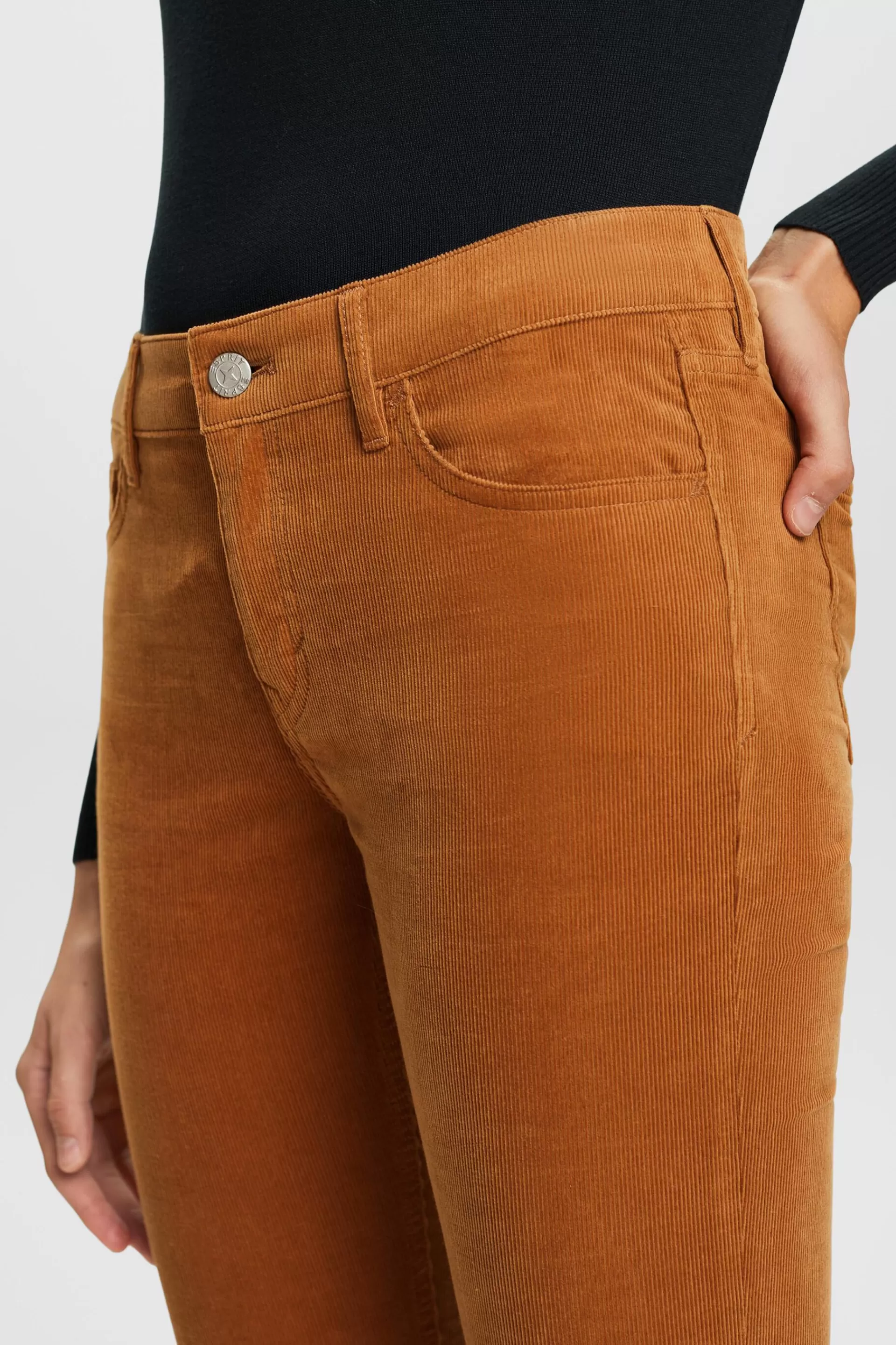 Cordhose mit schmaler Passform und mittlerer Bundhöhe-ESPRIT Cheap