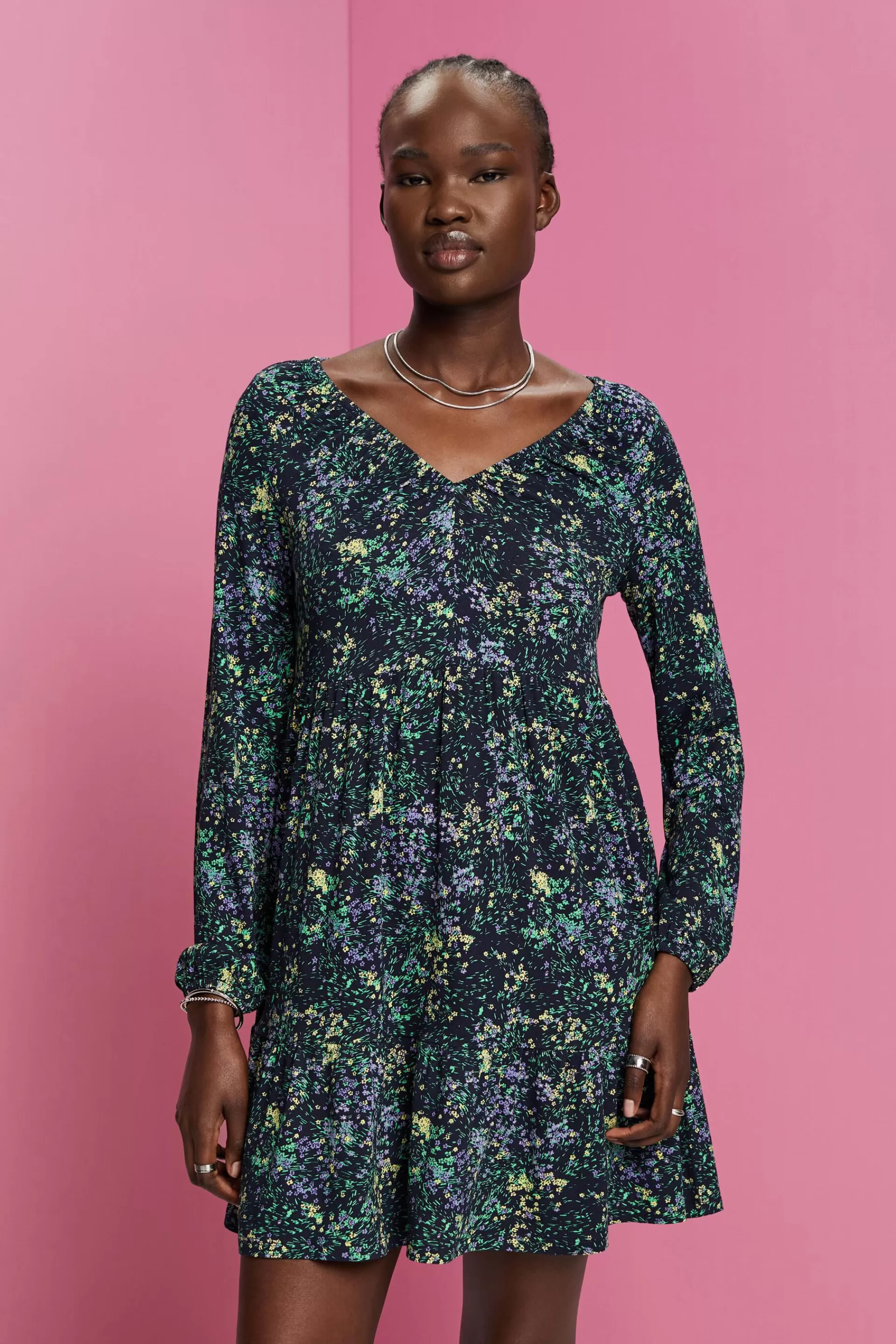 Crêpe-Jersey Minikleid, LENZING™ ECOVERO™-ESPRIT Discount
