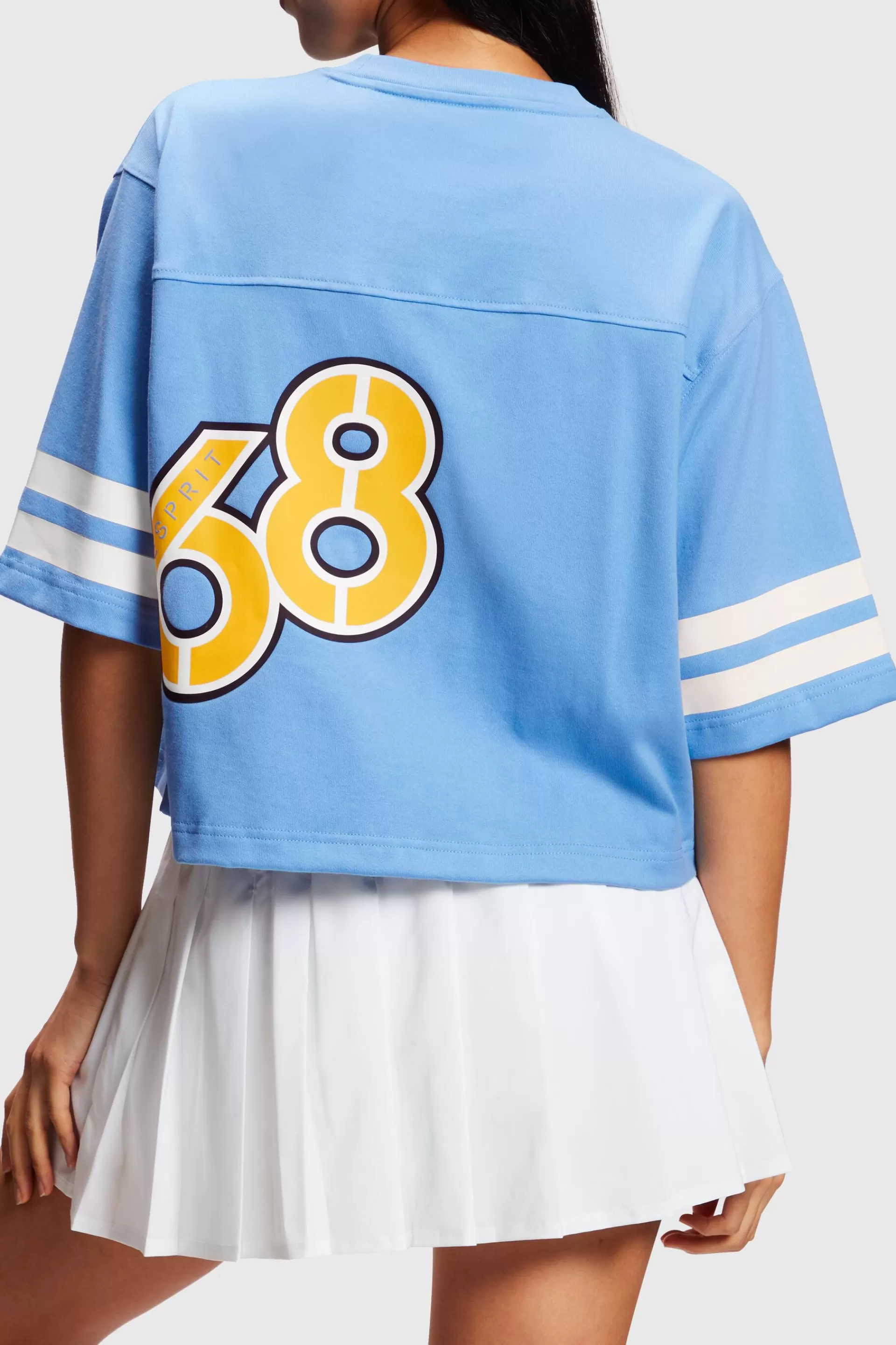 Cropped College-Rugby-T-Shirt mit Logo-ESPRIT Online