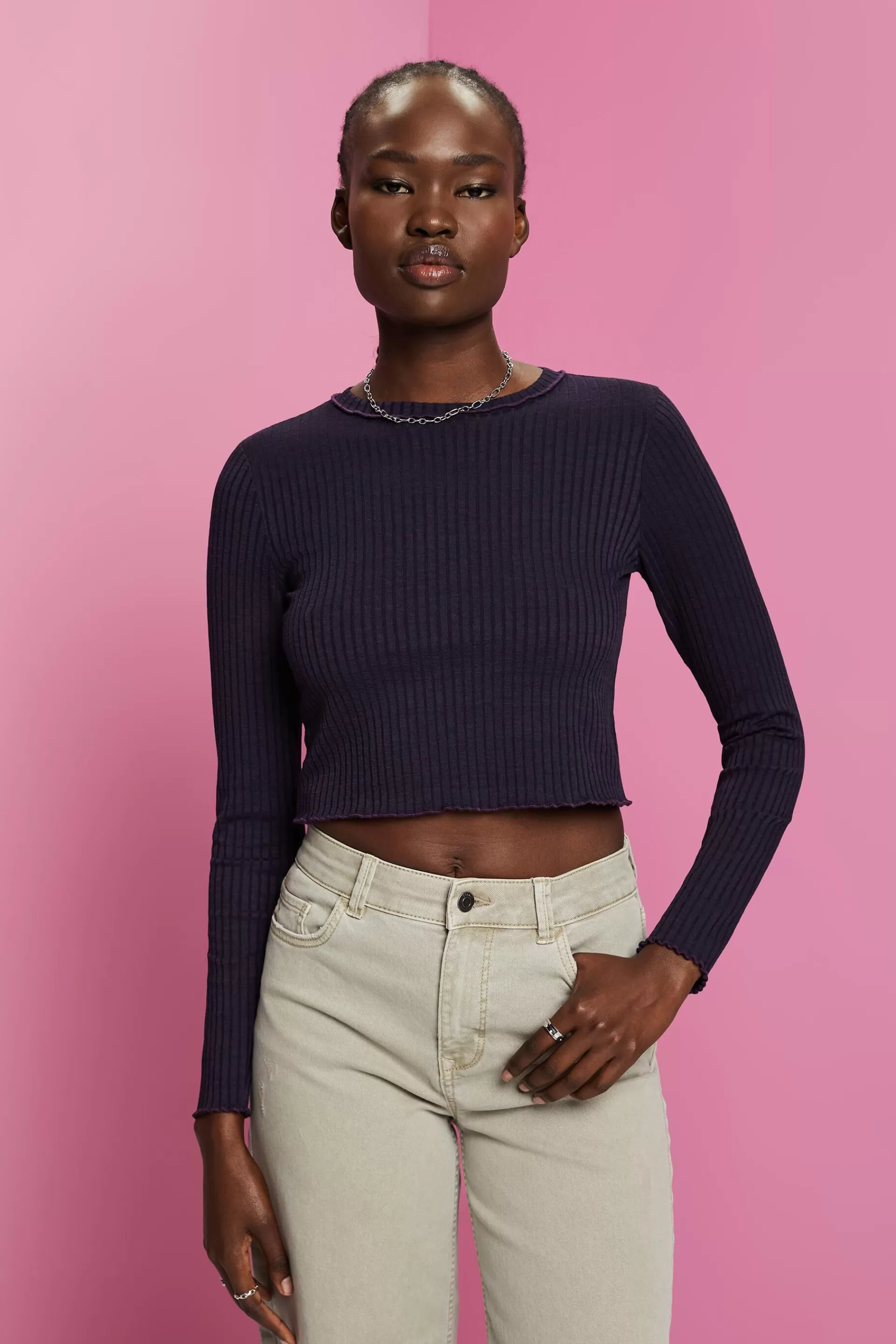 Cropped Fit Longsleeve-ESPRIT Outlet