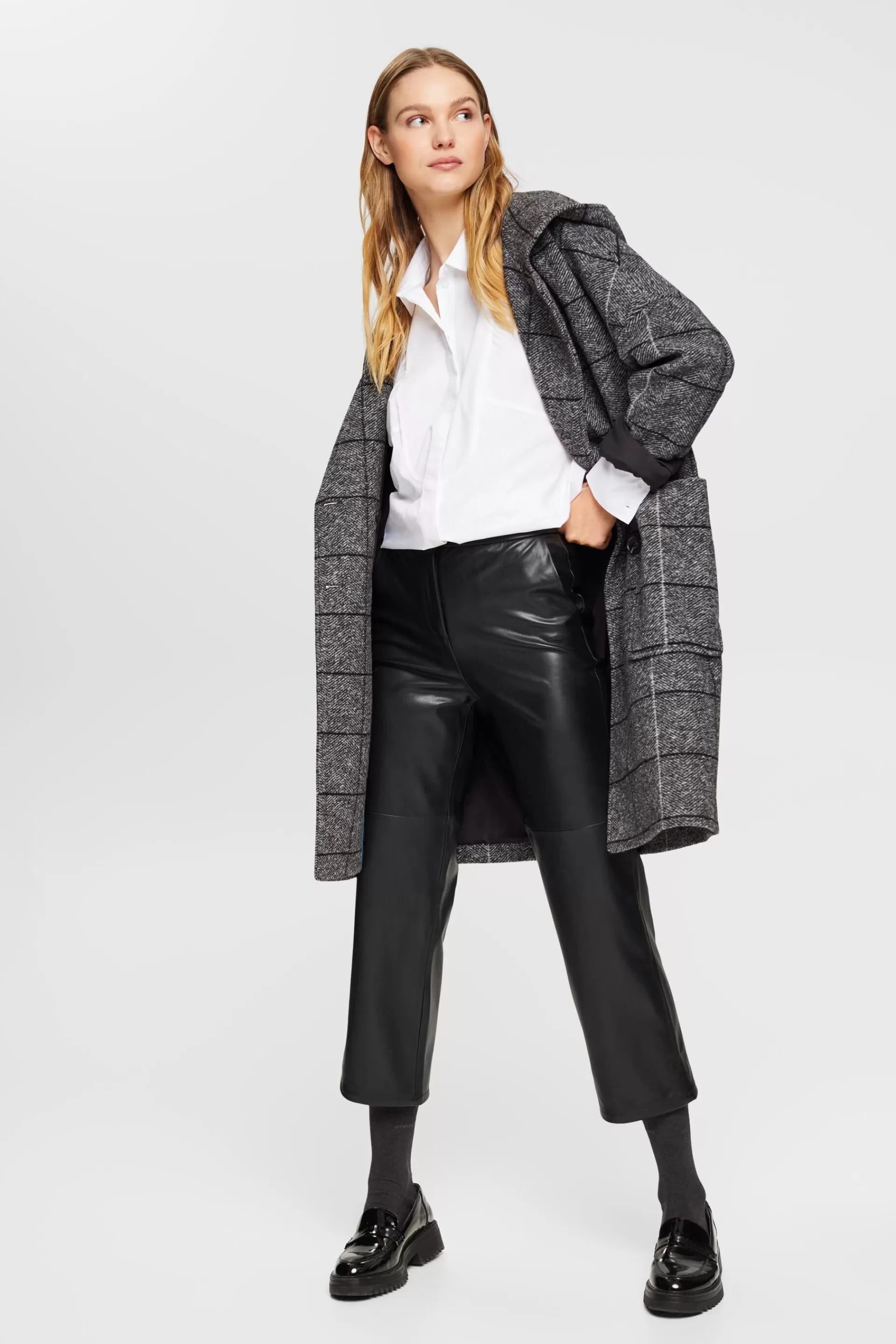 Cropped-Hose in Lederoptik-ESPRIT Discount