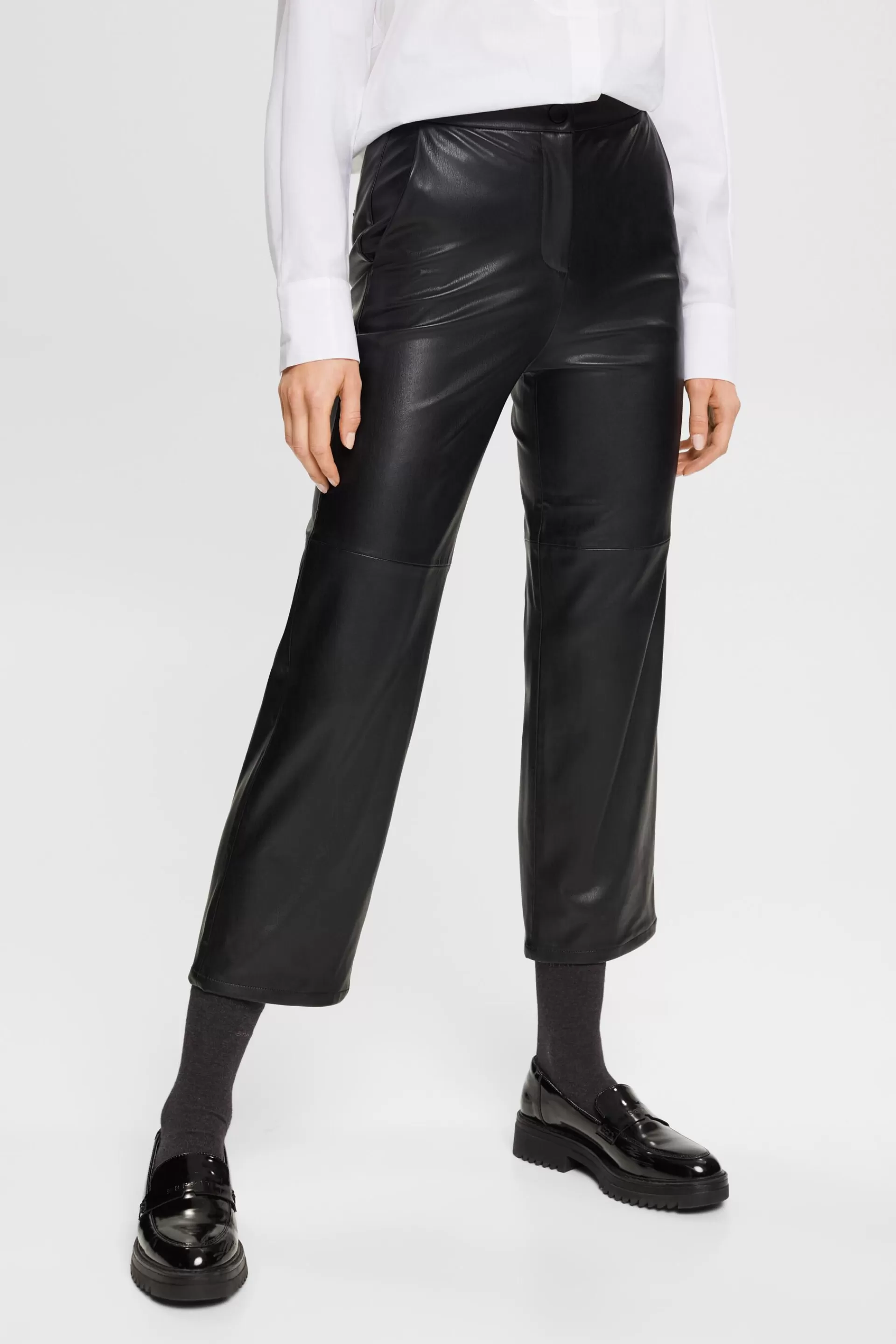 Cropped-Hose in Lederoptik-ESPRIT Discount