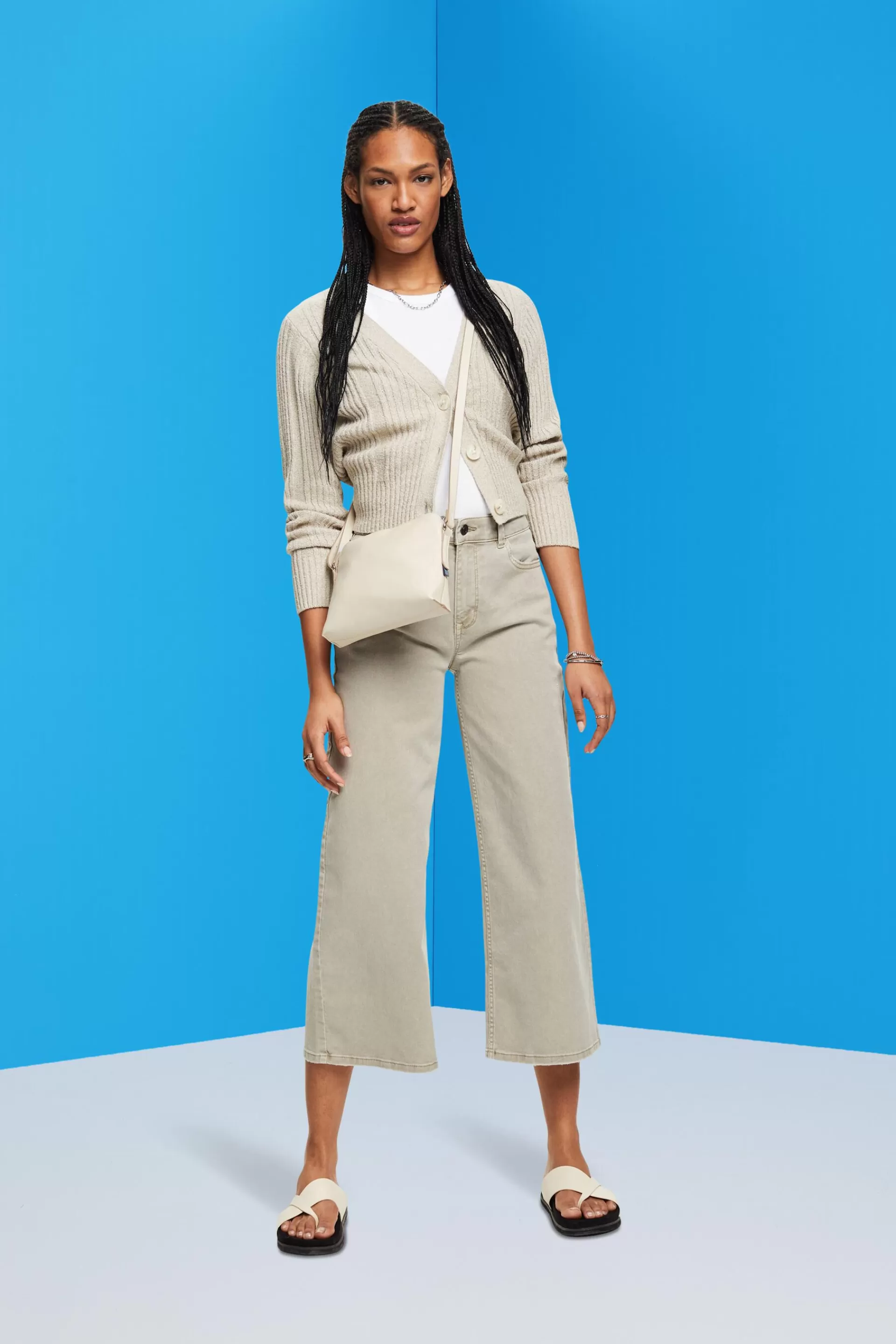 Culotte mit hohem Bund und weitem Bein-ESPRIT New