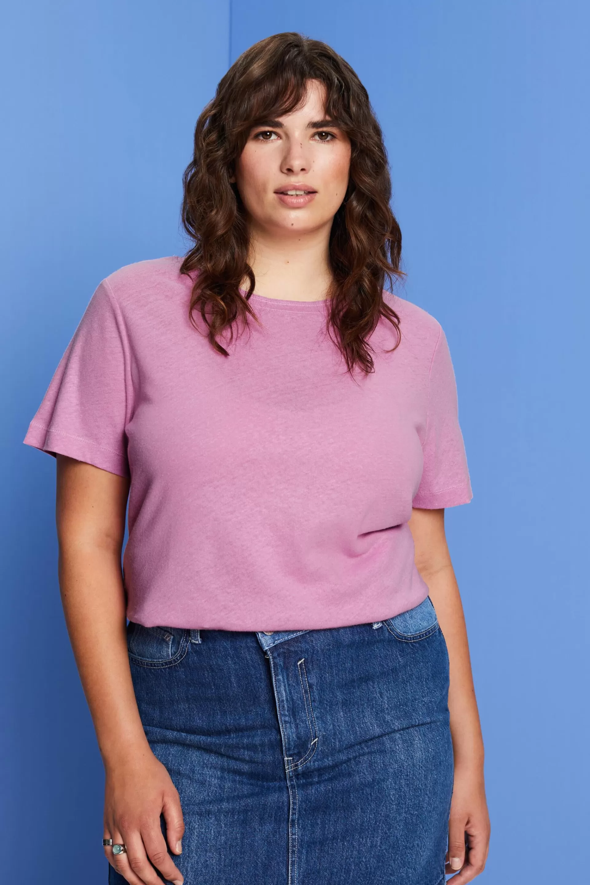 CURVY T-Shirt aus Baumwolle-Leinen-Mix-ESPRIT Flash Sale