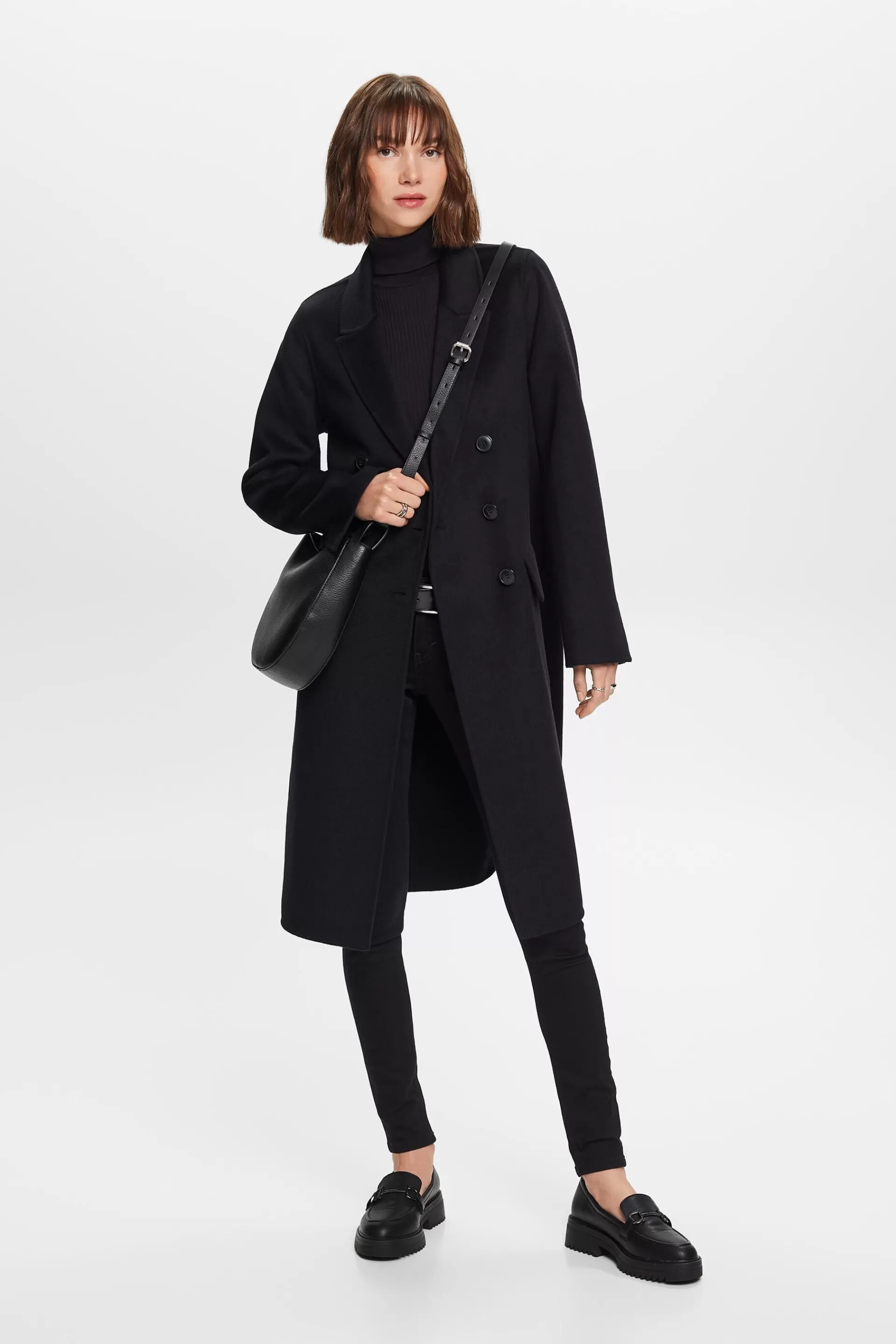 Doppelreihiger Mantel aus Wollmix-ESPRIT Sale