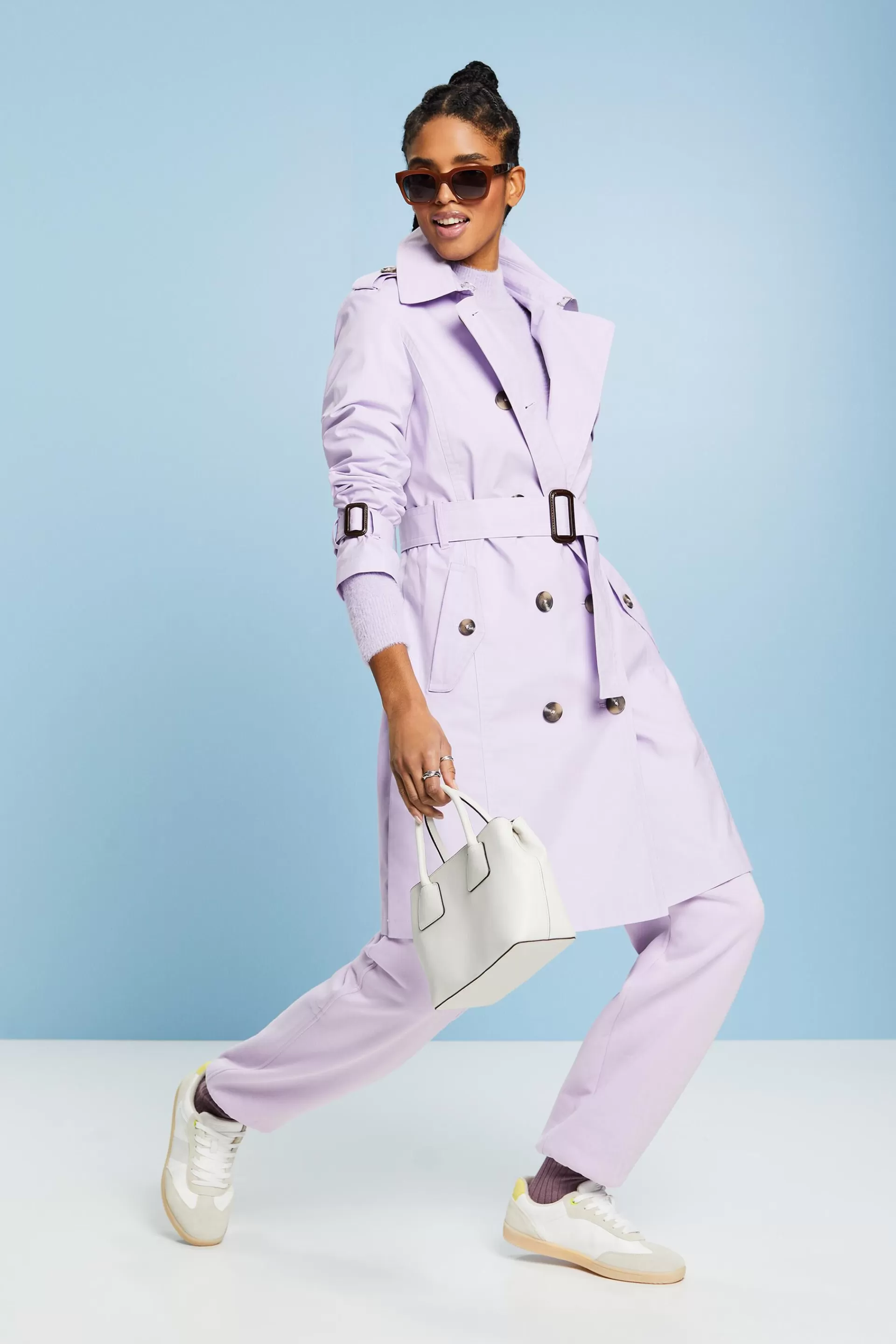 Doppelreihiger Trenchcoat mit Gürtel-ESPRIT Store