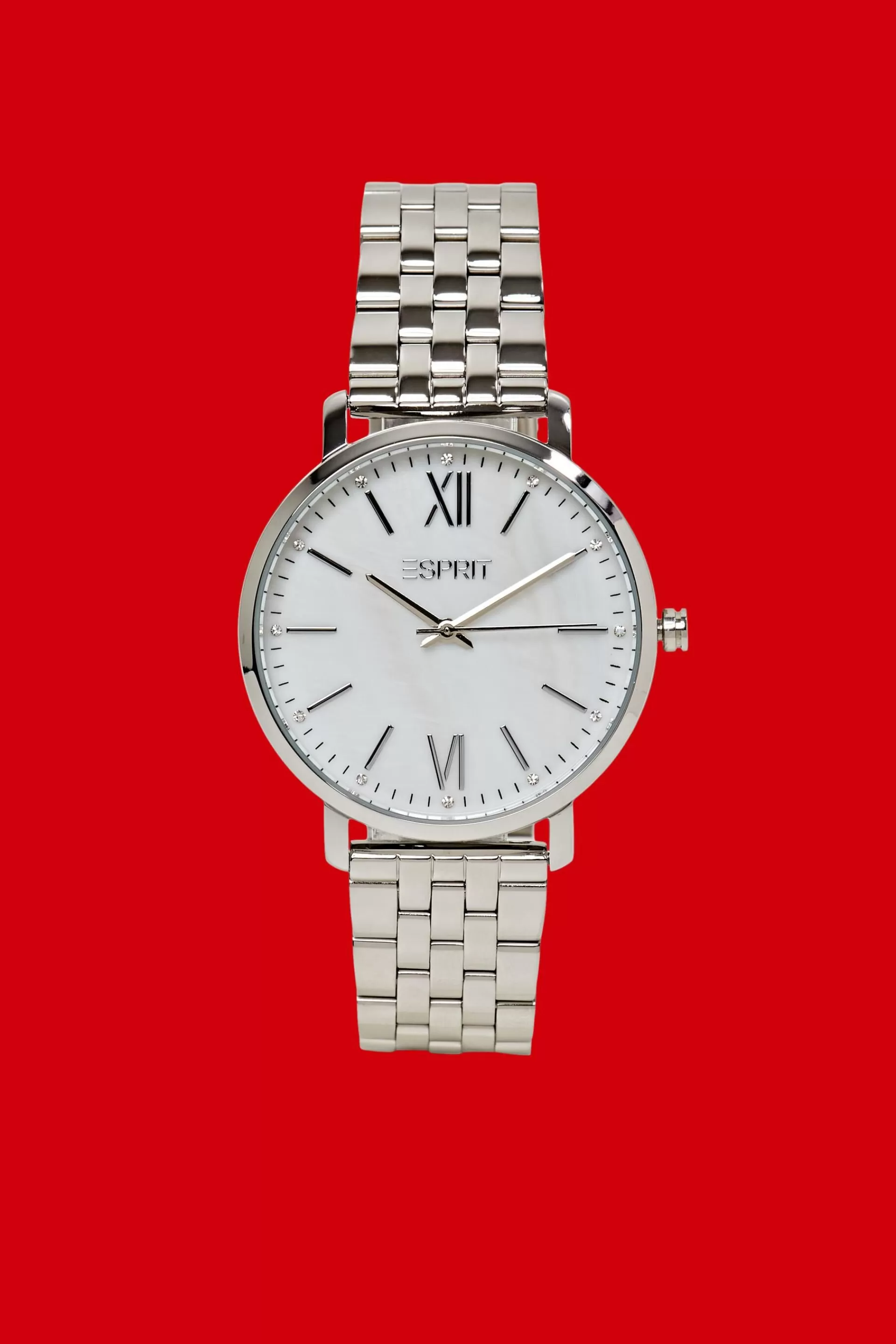 Edelstahluhr mit Leder-Armband-ESPRIT Best