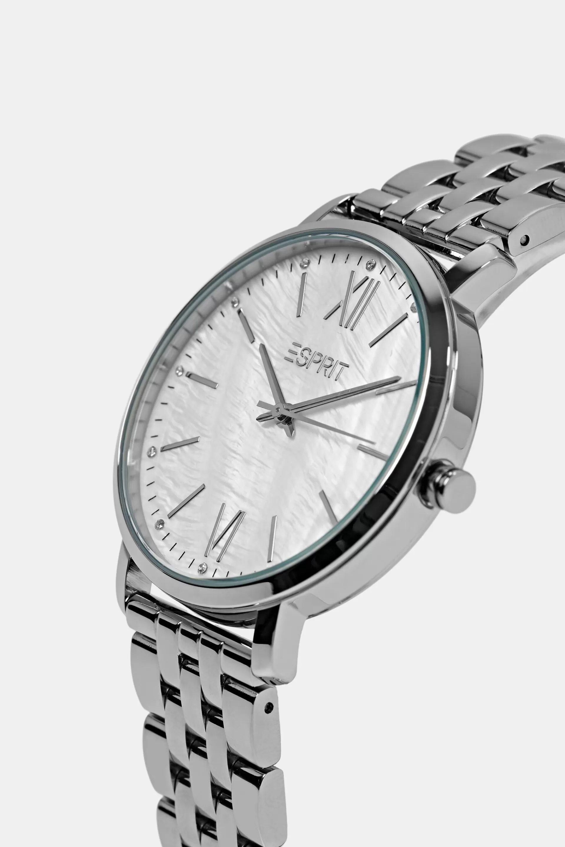 Edelstahluhr mit Leder-Armband-ESPRIT Best
