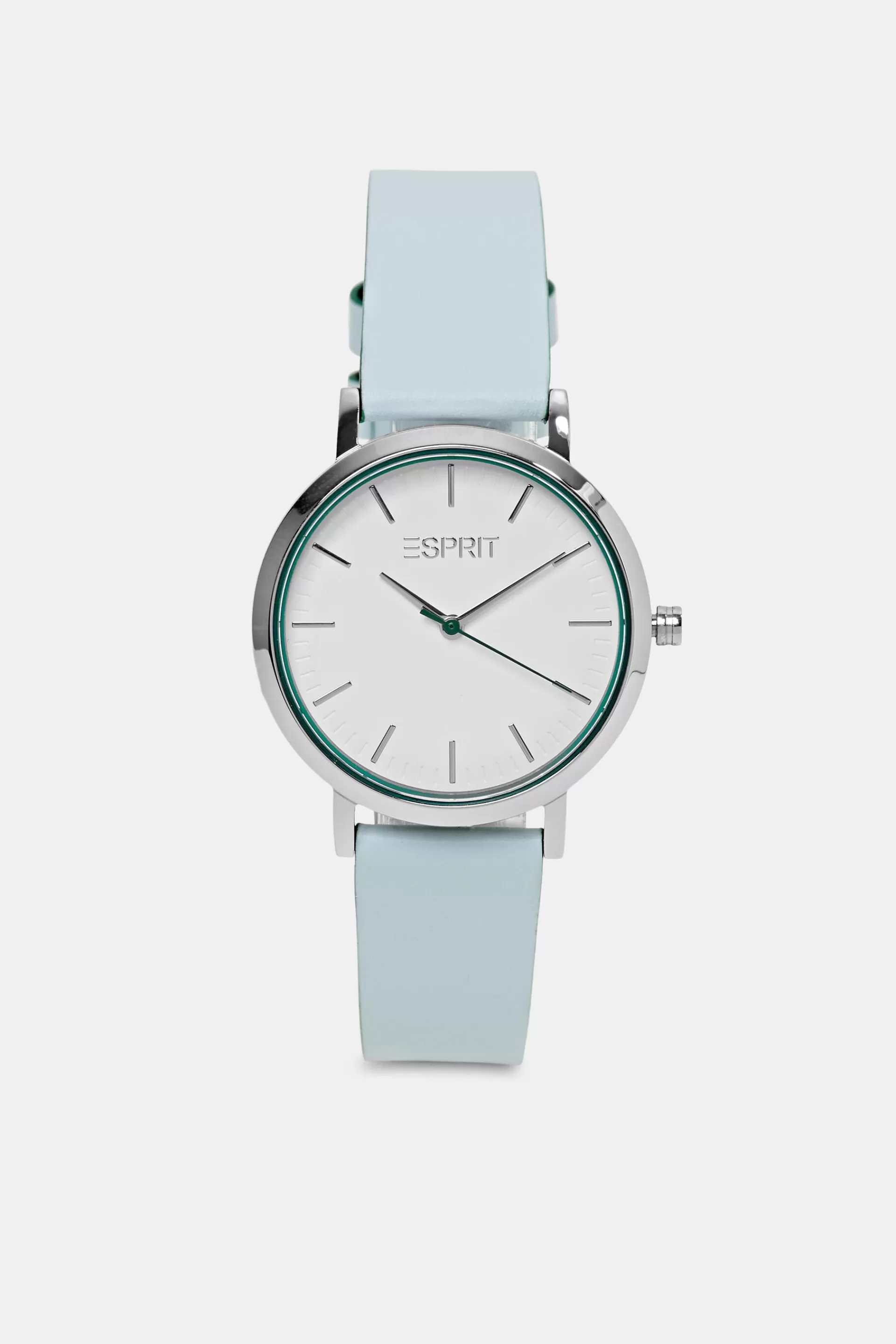 Edelstahluhr mit Lederarmband-ESPRIT New