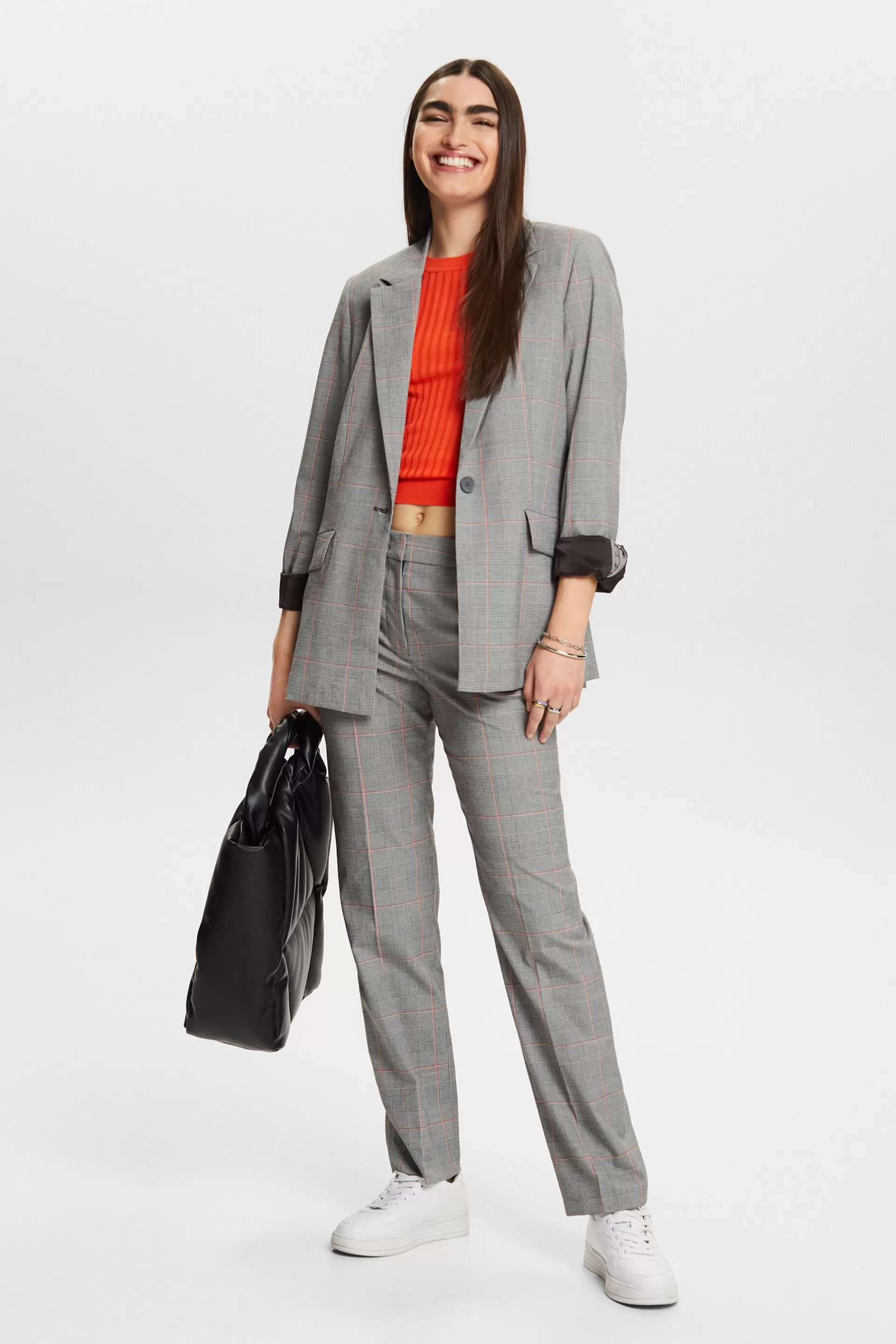 Einreihiger Blazer im Karodesign-ESPRIT Best