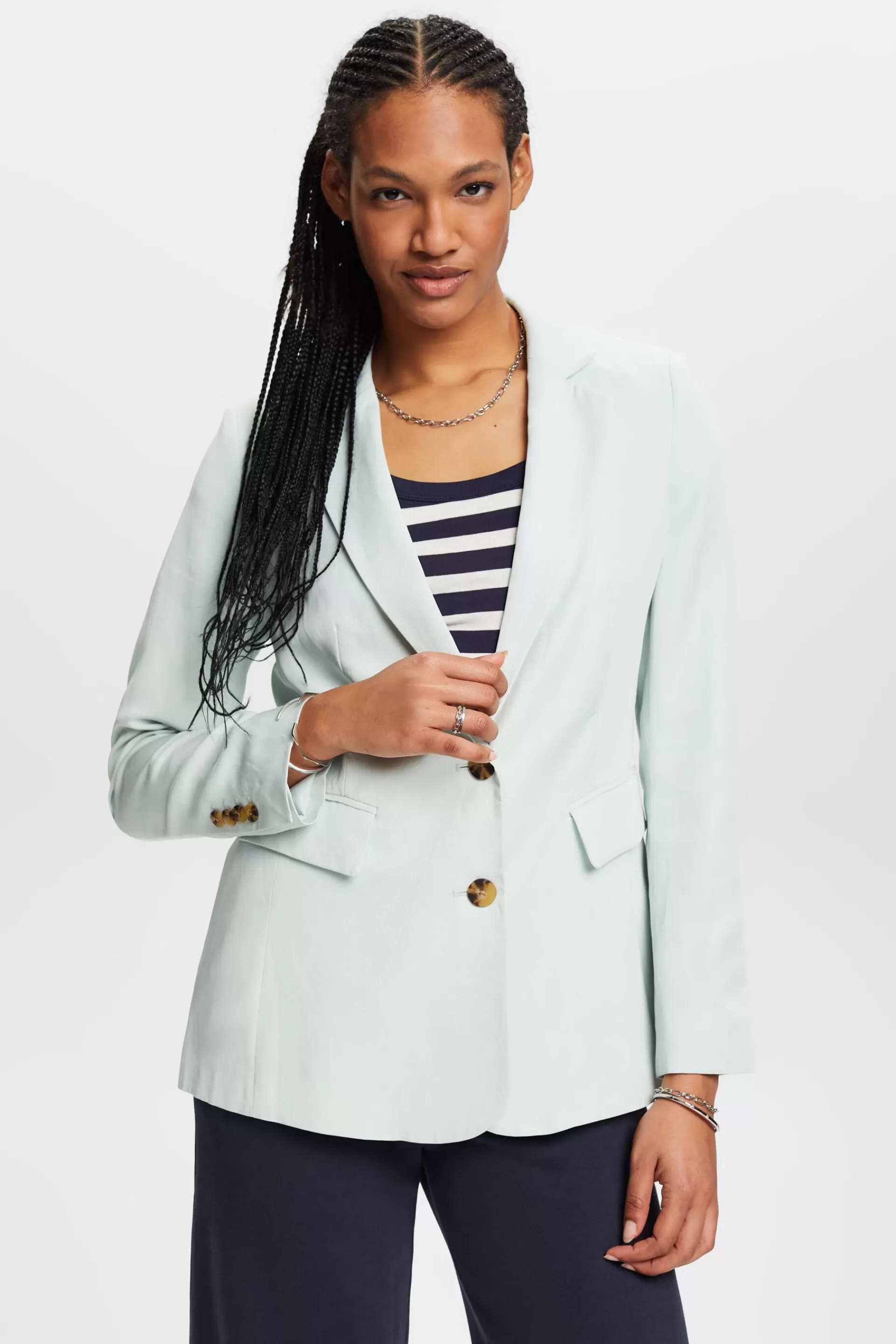 Einreihiger Blazer mit Leinen-ESPRIT Online