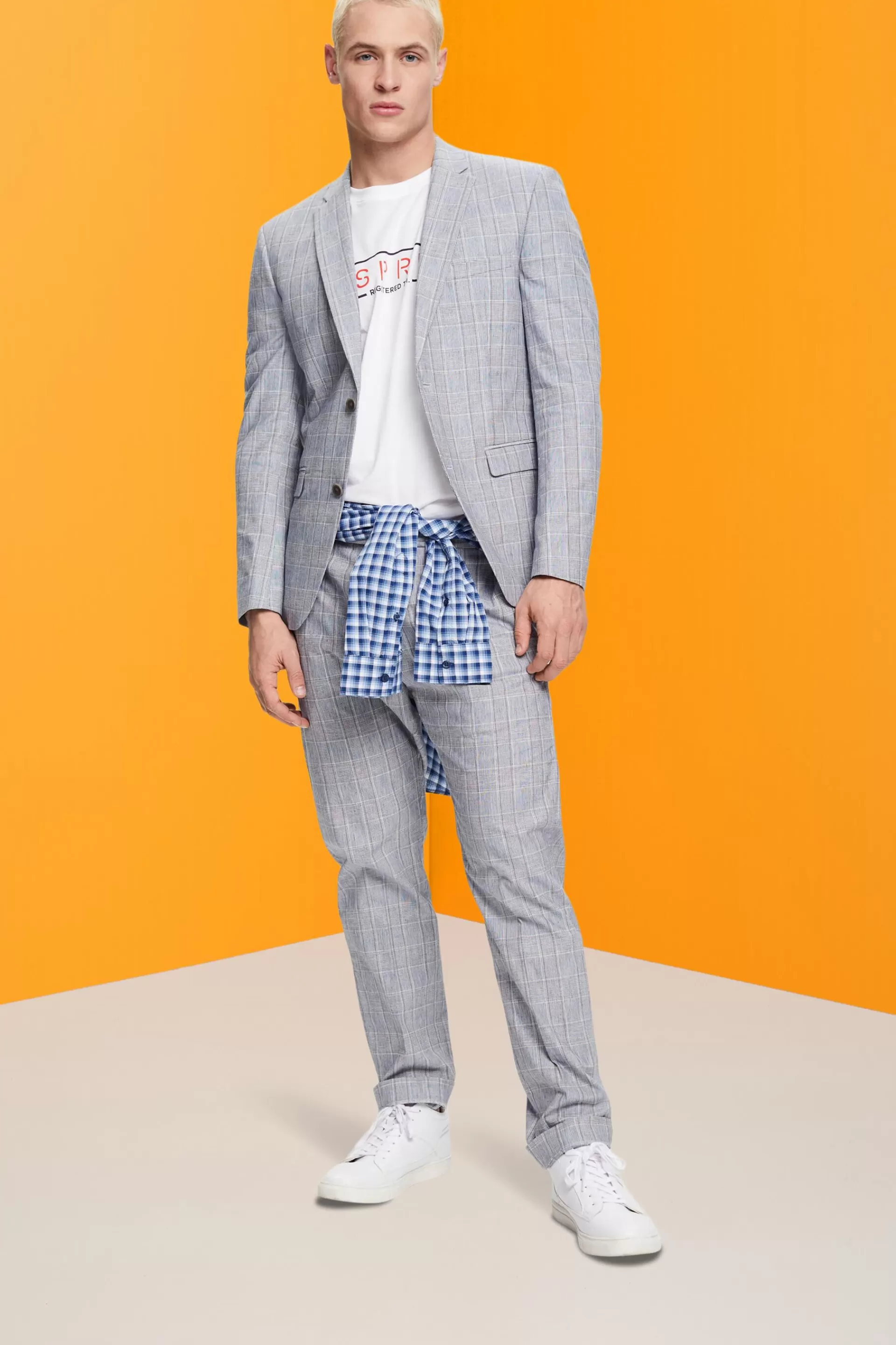 Einreihiger Karoblazer in schmaler Passform-ESPRIT Flash Sale