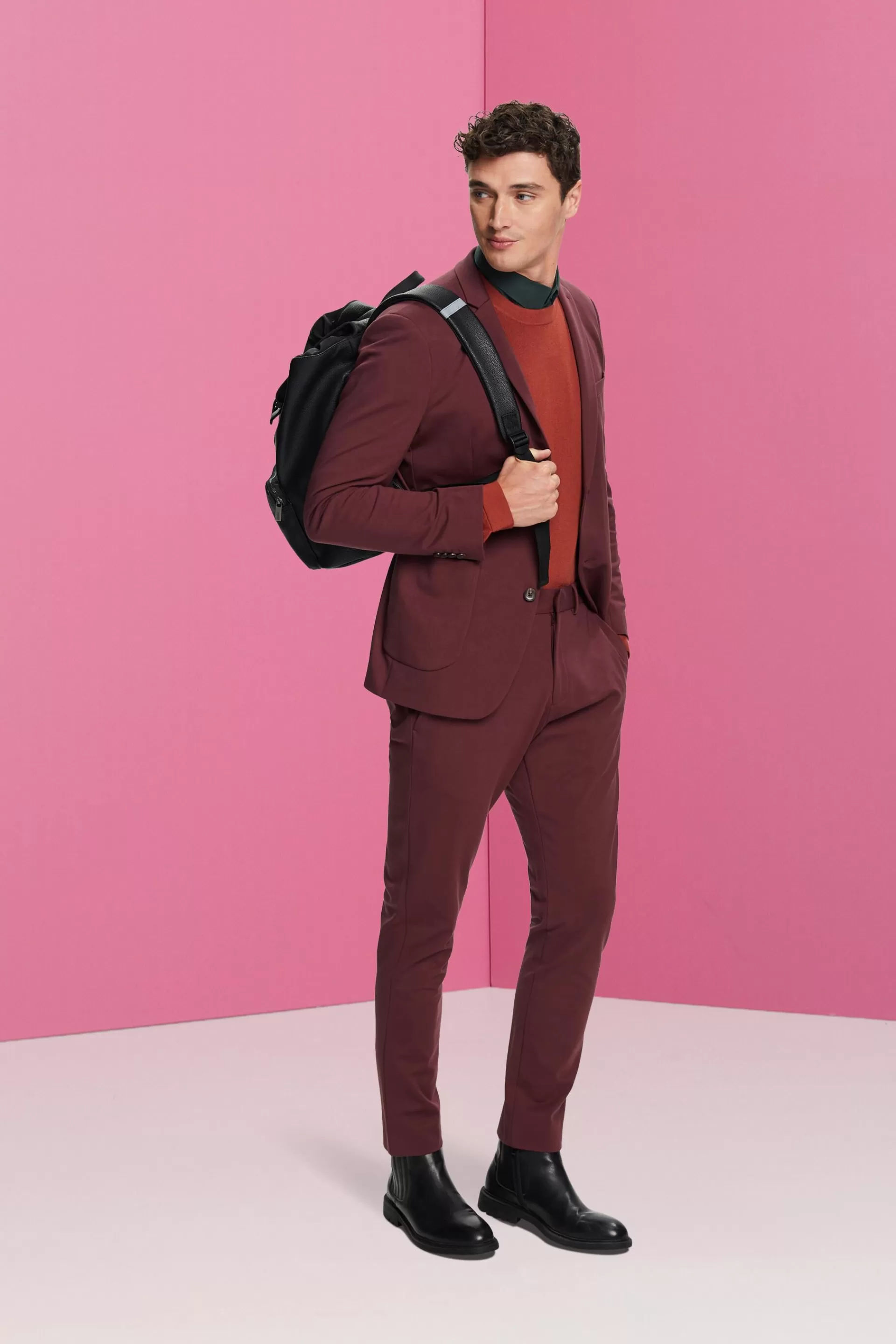 Einreihiger Piqué-Jersey-Blazer-ESPRIT Fashion