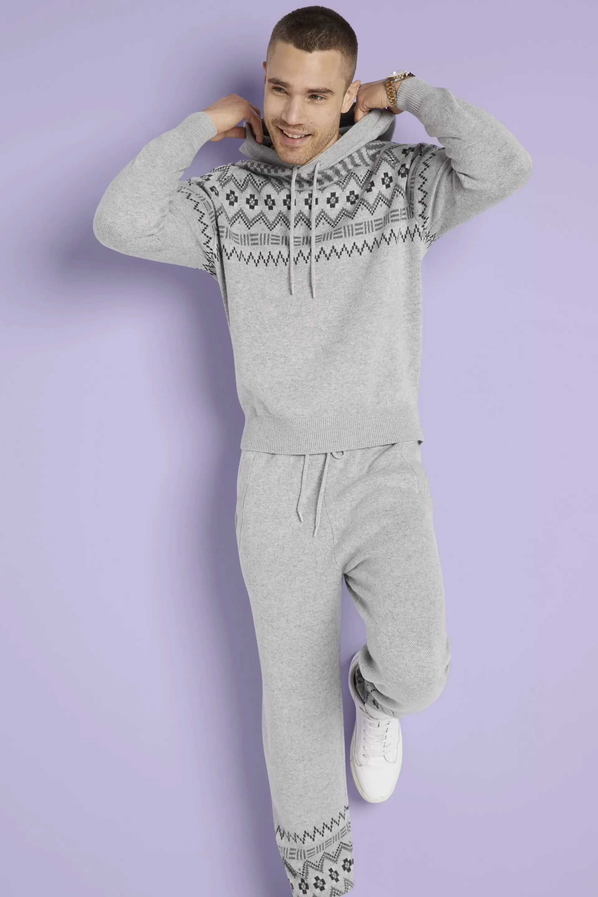 Fair Isle-Kapuzenpullover aus Wolle und Kaschmir-ESPRIT Shop