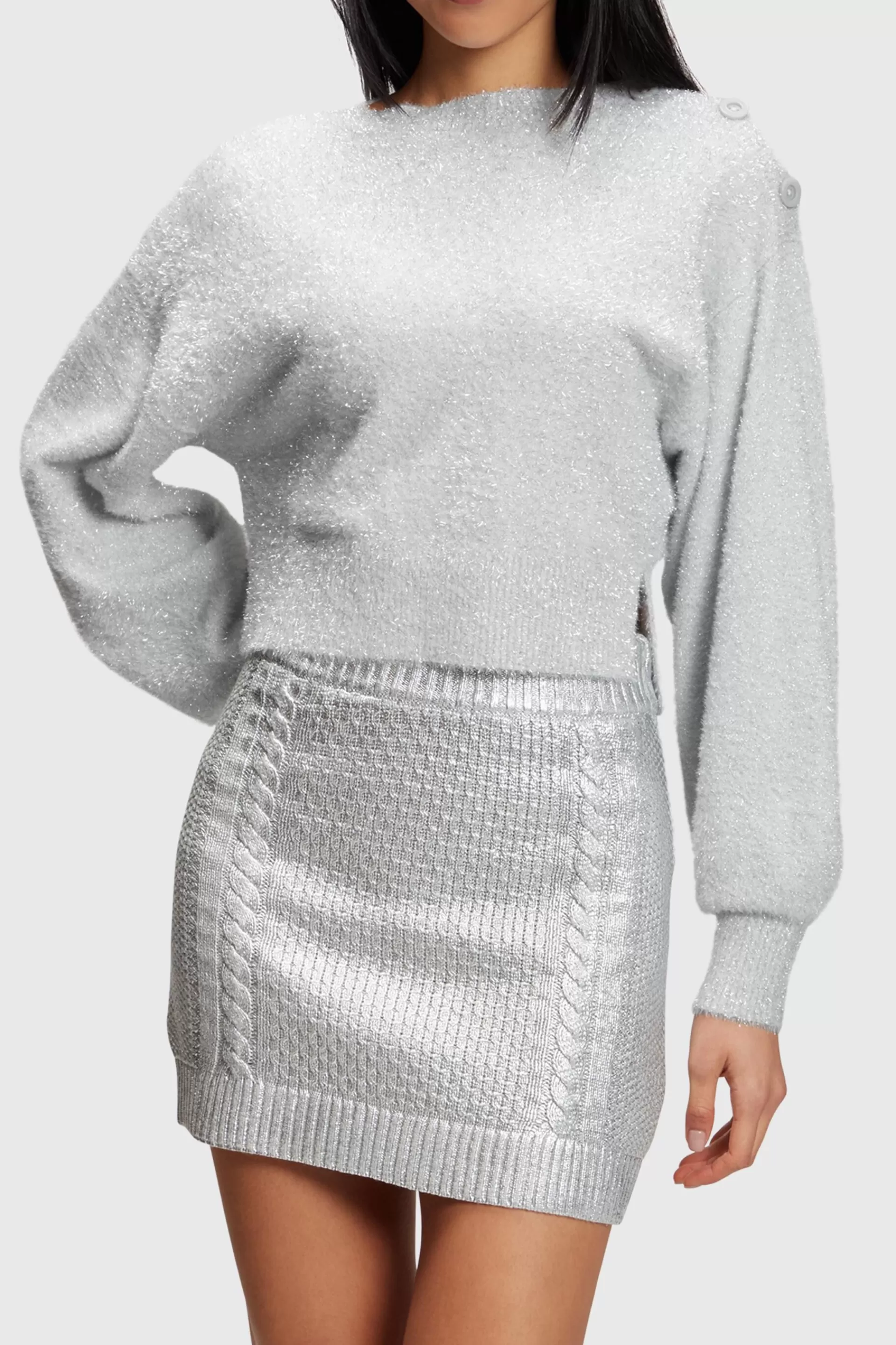 Flauschiger Metallic-Pullover-ESPRIT Fashion