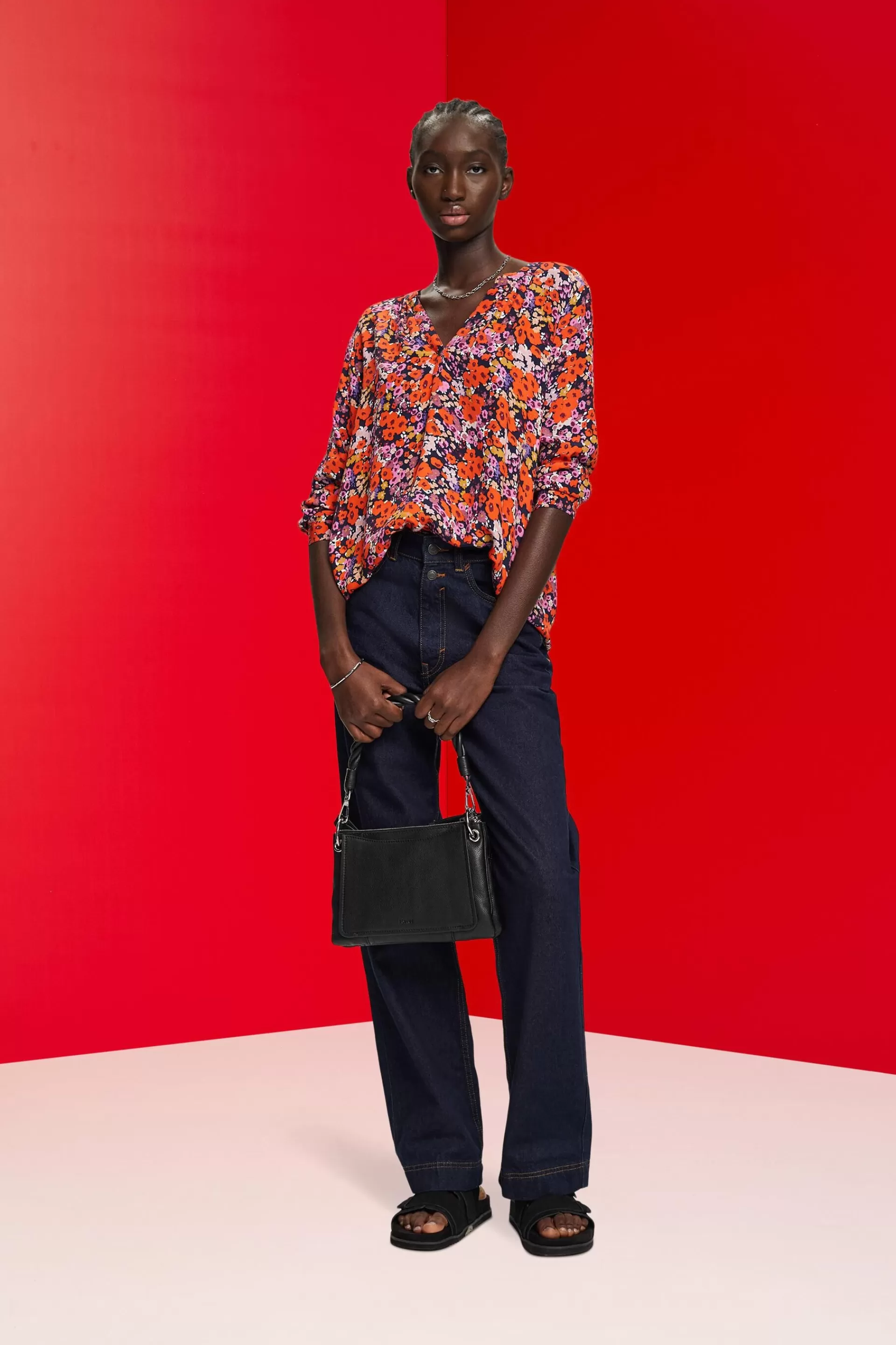 Florale Bluse mit V-Ausschnitt-ESPRIT Best