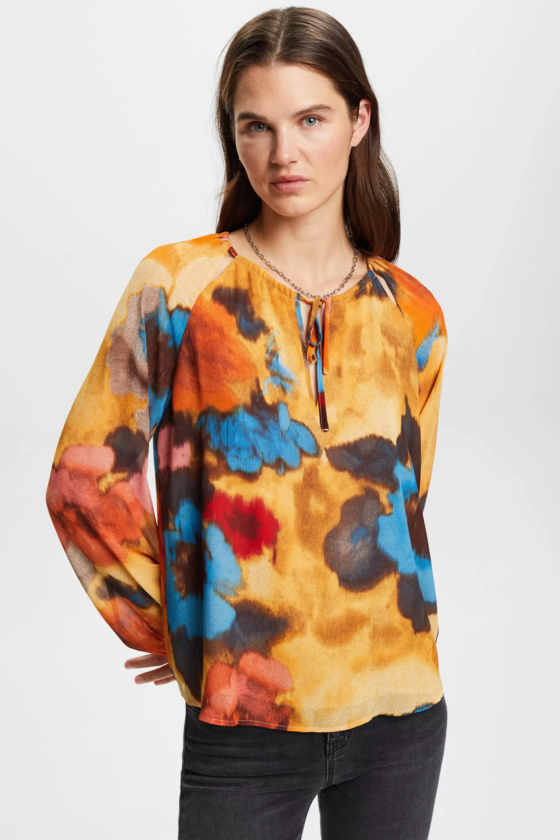 Florales Top mit geschlitztem Ausschnitt-ESPRIT Best