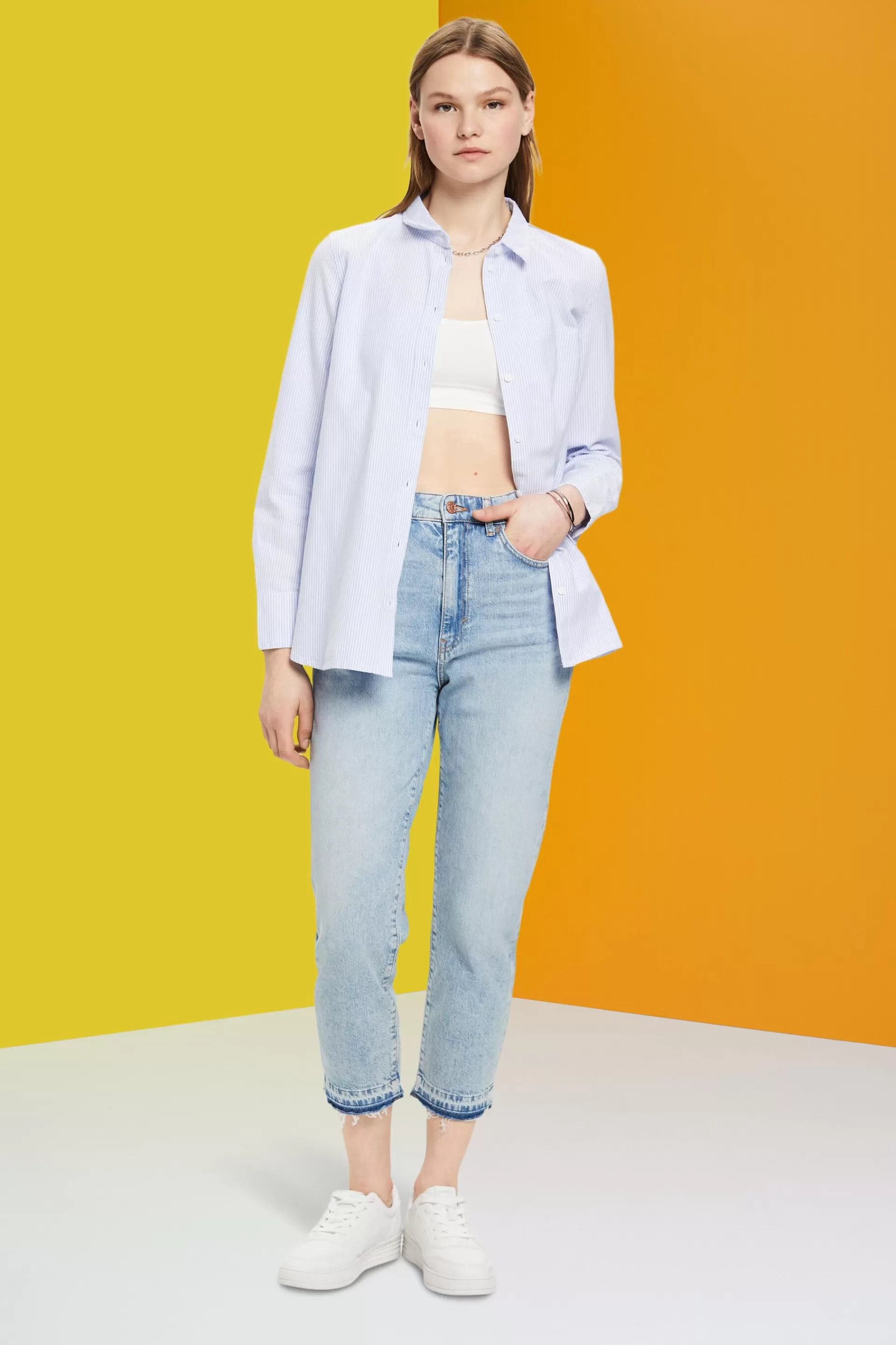 Fransen-Jeans im 90er-Look, High-Rise-ESPRIT Discount
