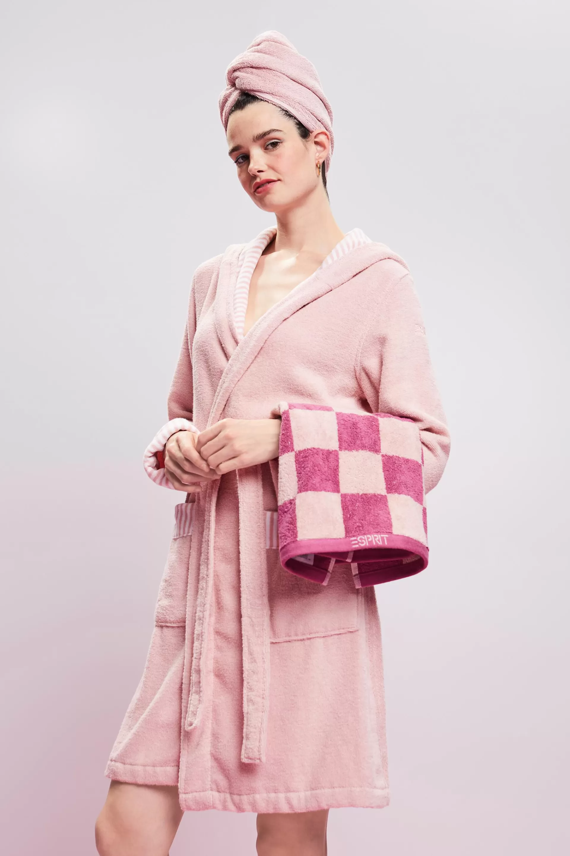 Frottée-Bademantel mit gestreiftem Innenfutter-ESPRIT Best Sale