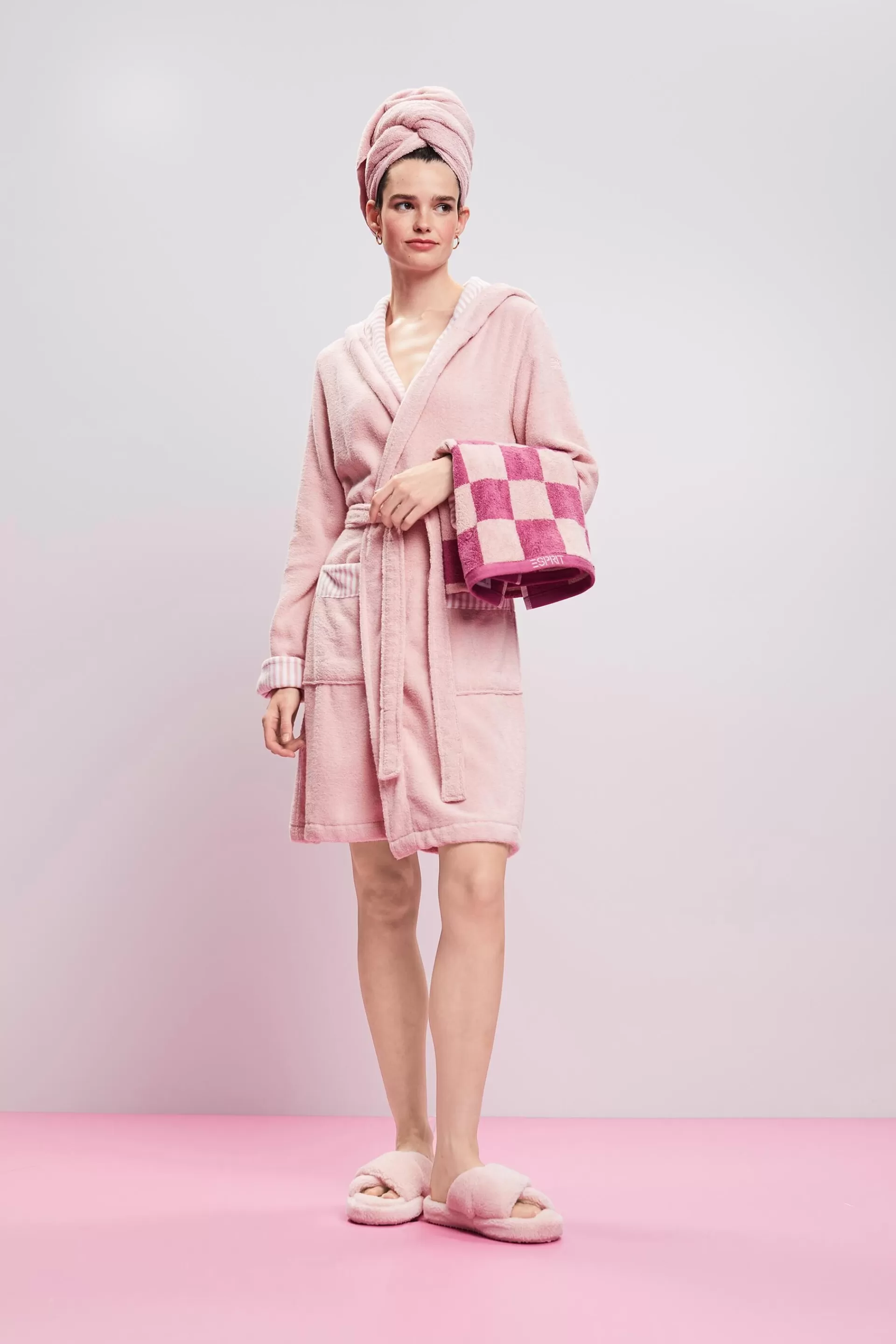Frottée-Bademantel mit gestreiftem Innenfutter-ESPRIT Best Sale