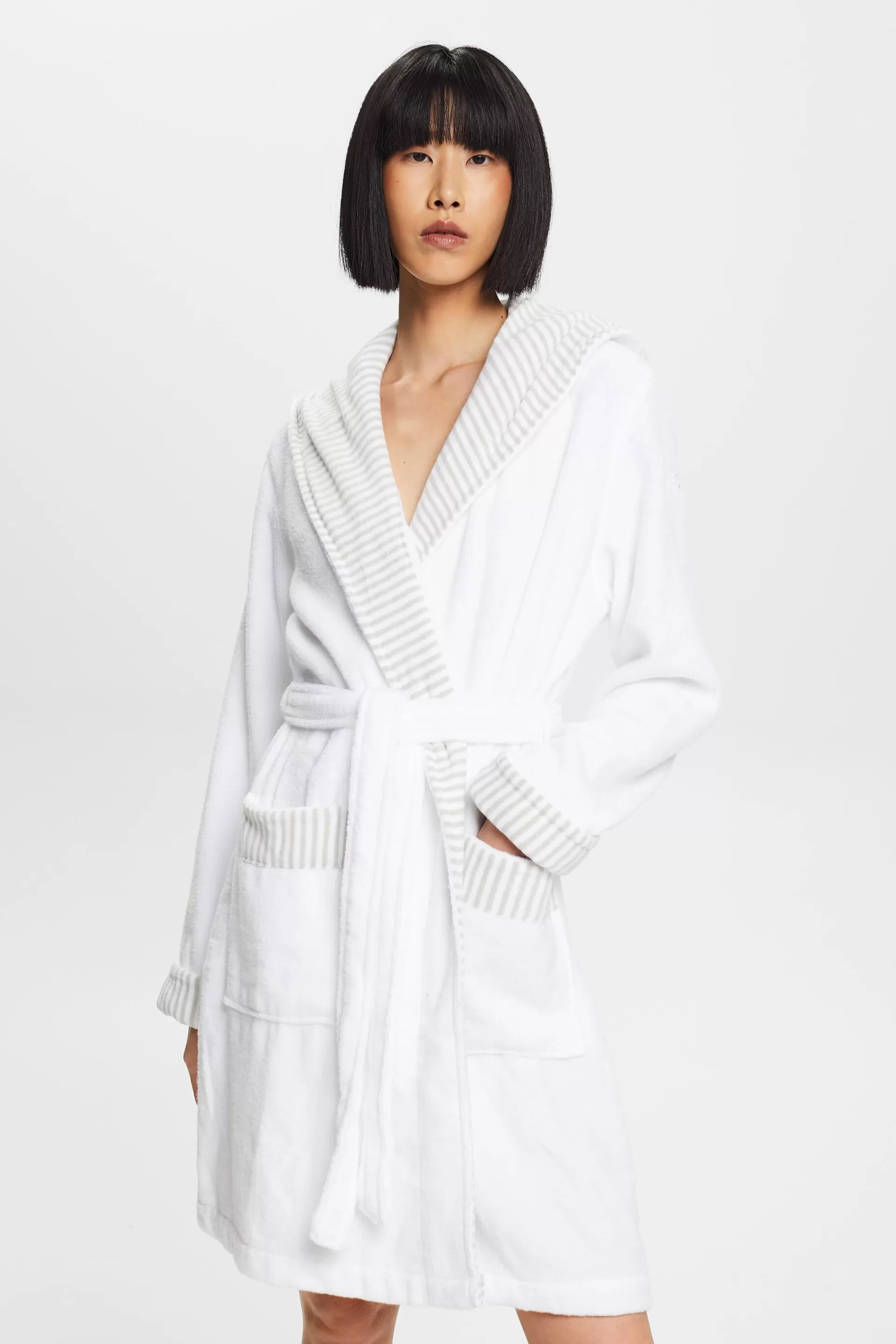 Frottée-Bademantel mit gestreiftem Innenfutter-ESPRIT Best Sale