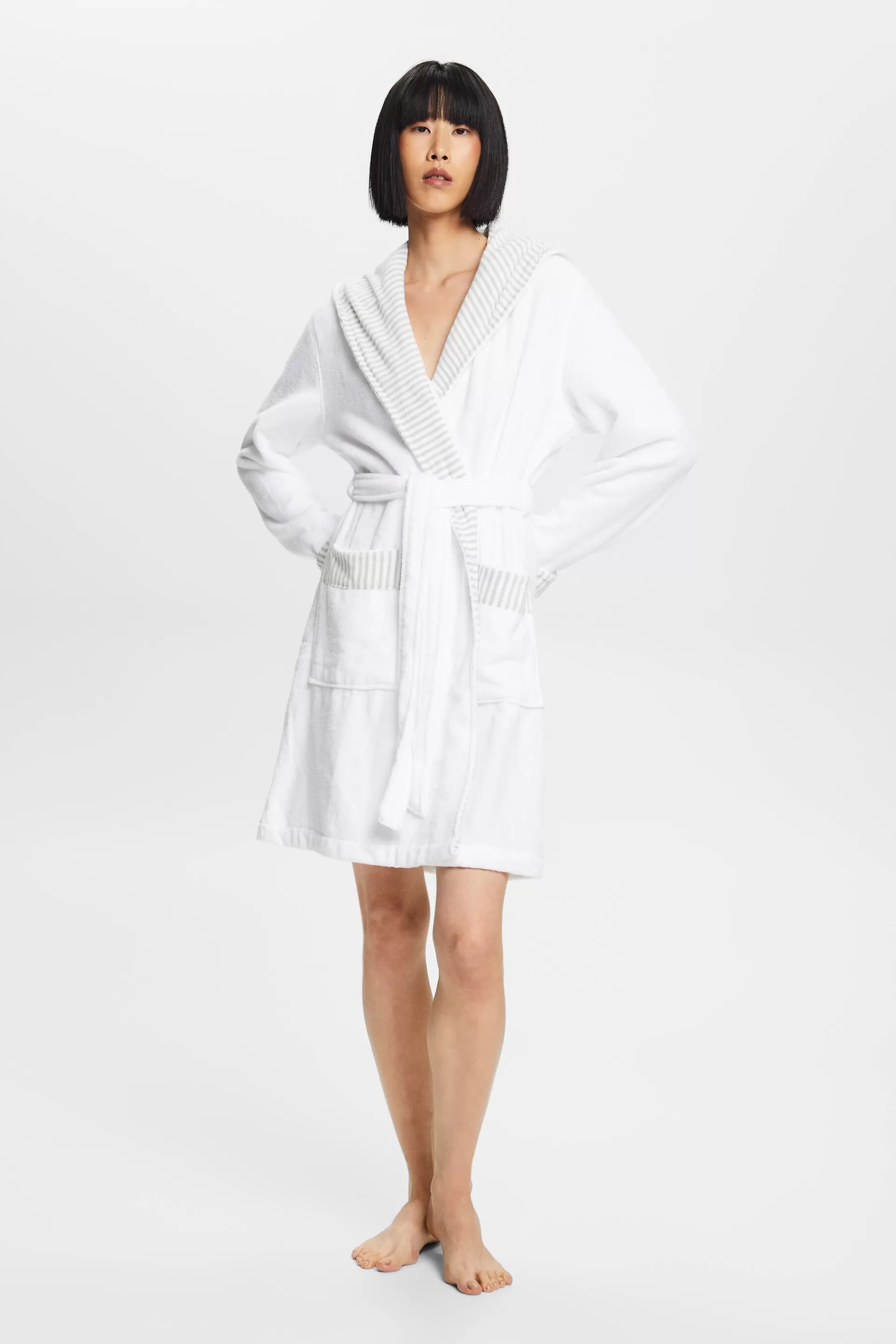 Frottée-Bademantel mit gestreiftem Innenfutter-ESPRIT Best Sale