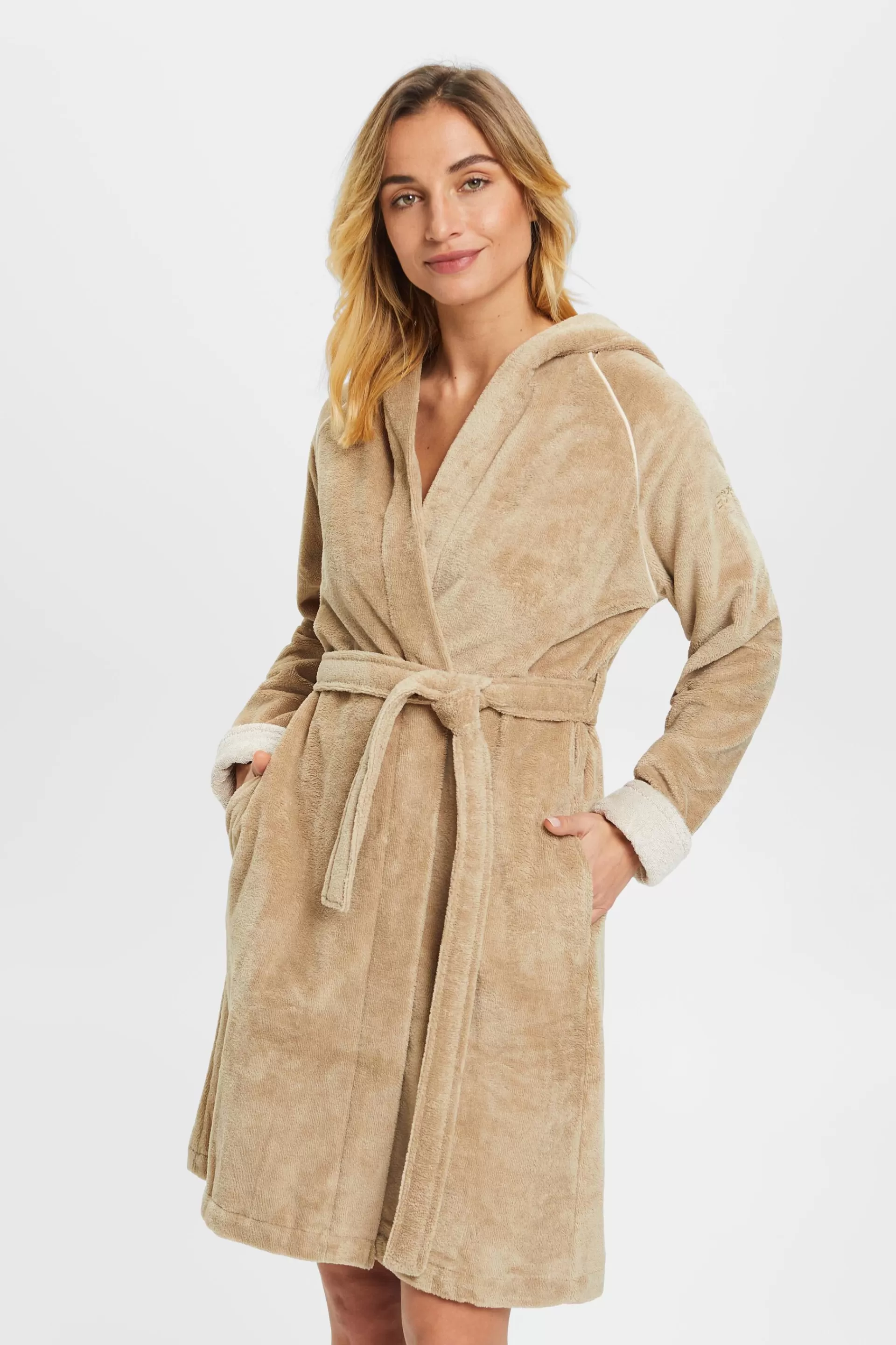 Frottée-Bademantel mit Kapuze-ESPRIT New