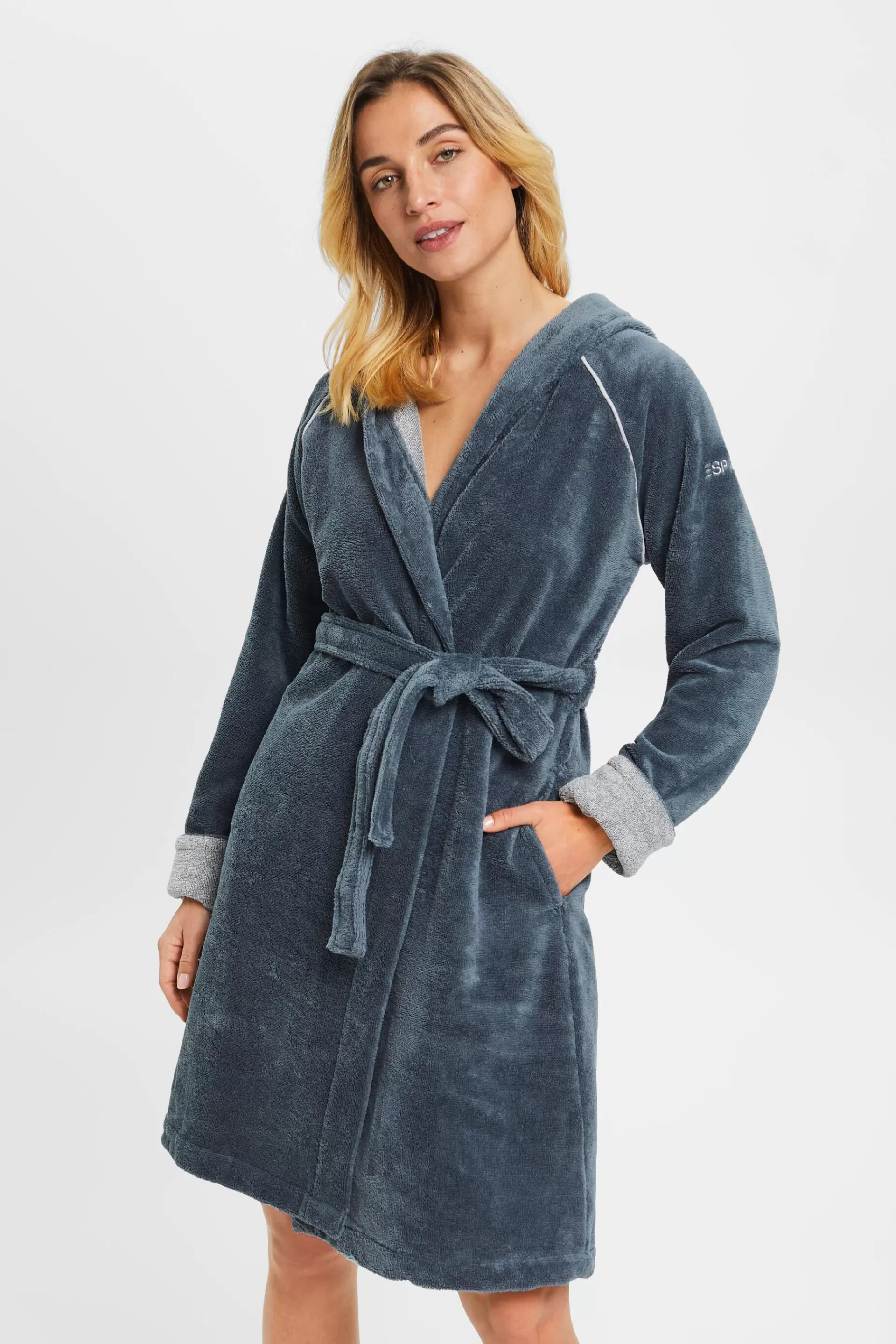 Frottée-Bademantel mit Kapuze-ESPRIT Discount