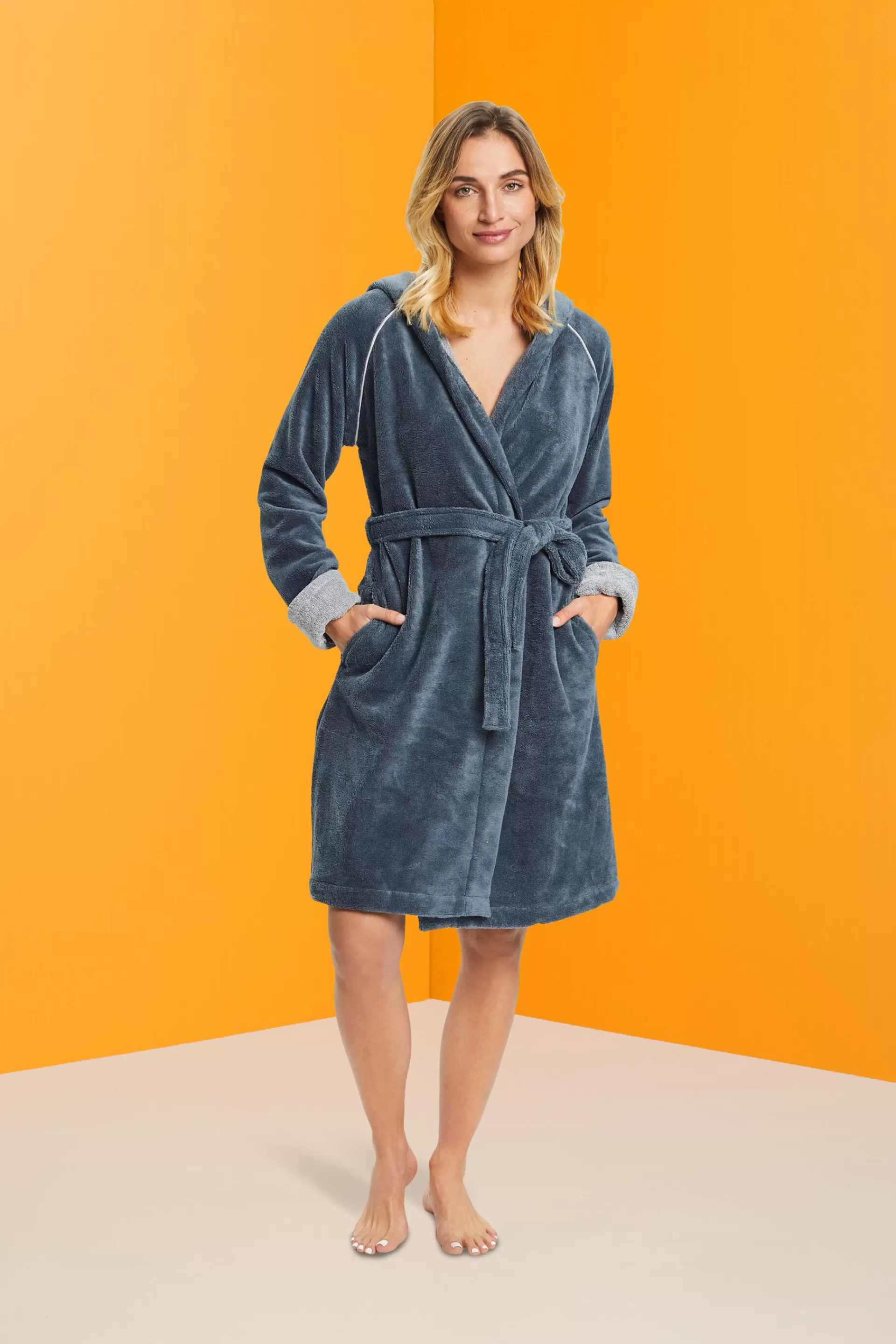 Frottée-Bademantel mit Kapuze-ESPRIT Discount