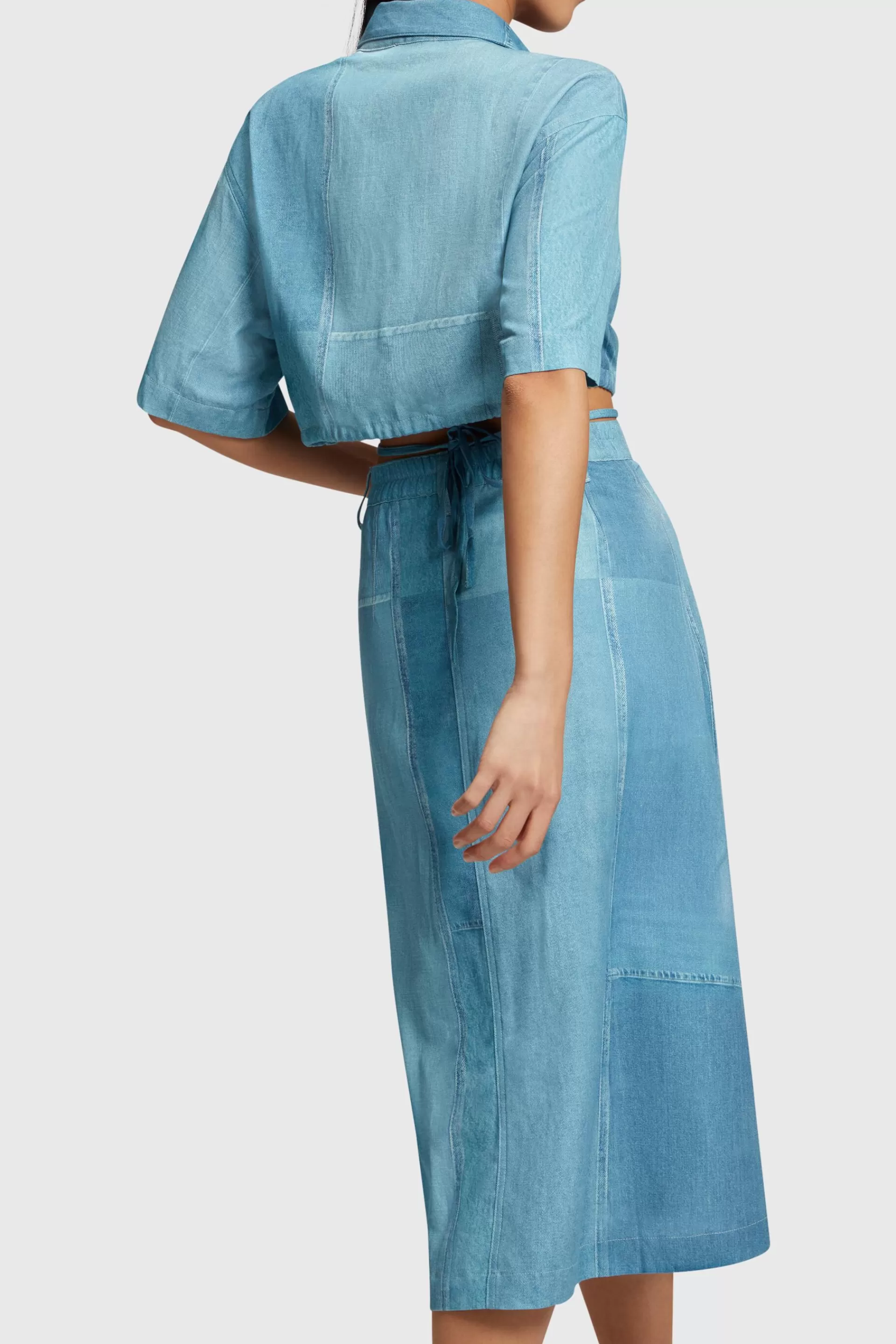 Gecroppte Bluse mit Denim-Print-ESPRIT Flash Sale