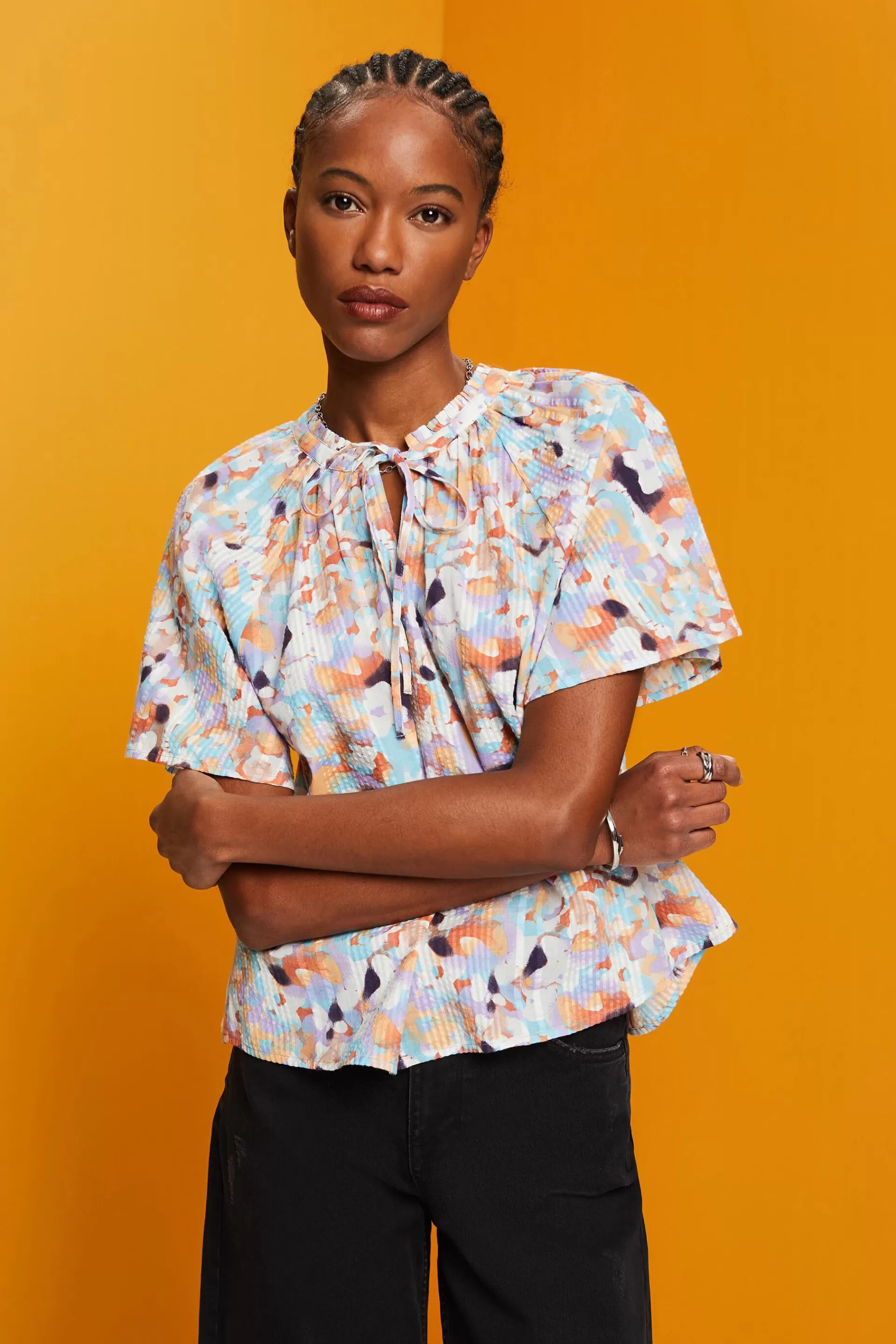 Gemusterte Baumwollbluse-ESPRIT Online